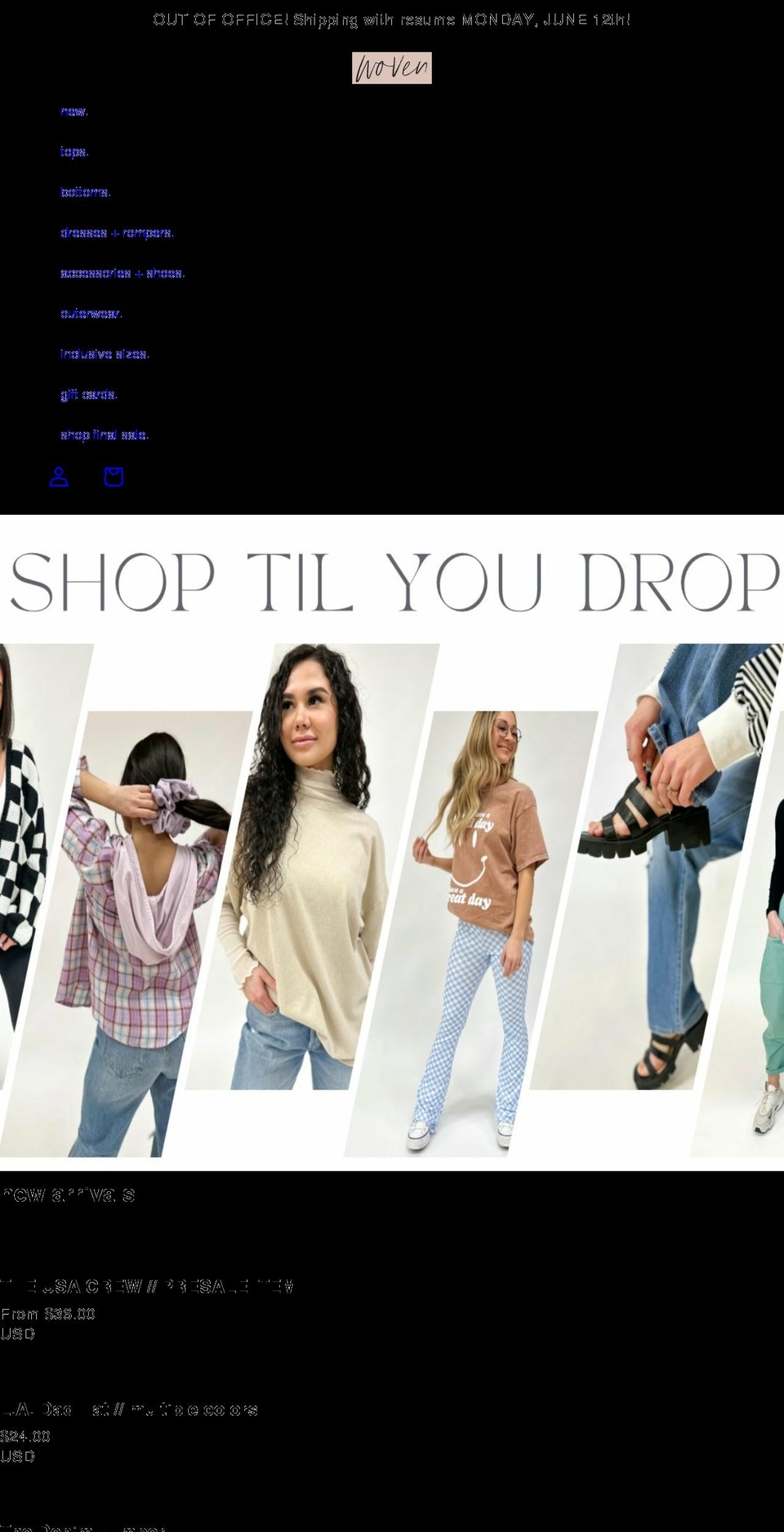 shopwoven.co shopify website screenshot