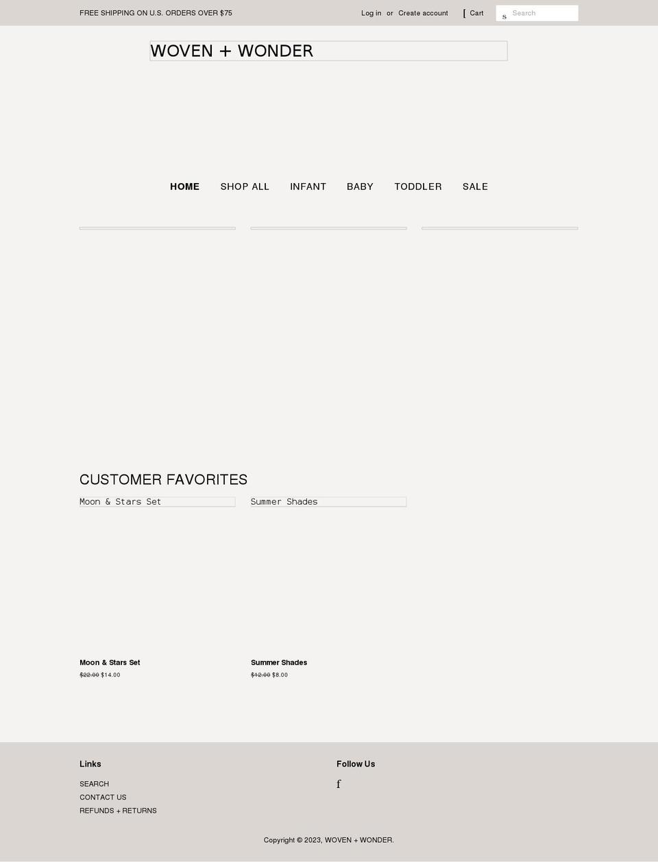 shopwovenandwonder.com shopify website screenshot