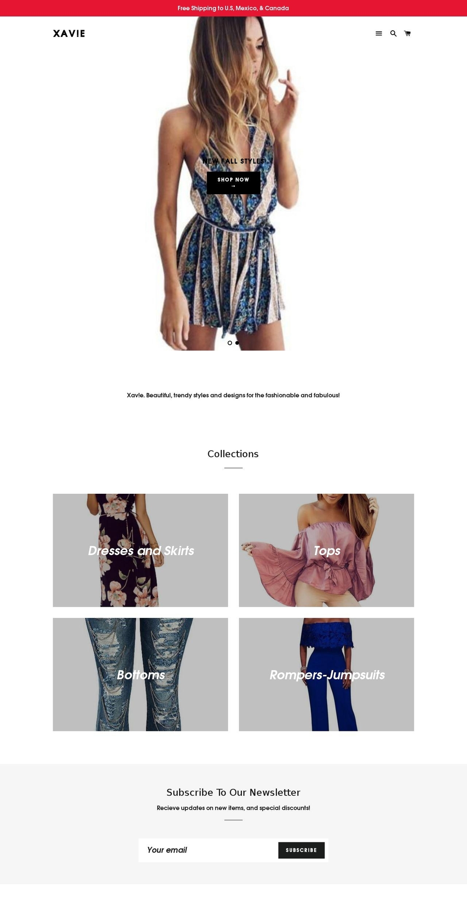 shopxavie.com — Shopify storefront screenshot