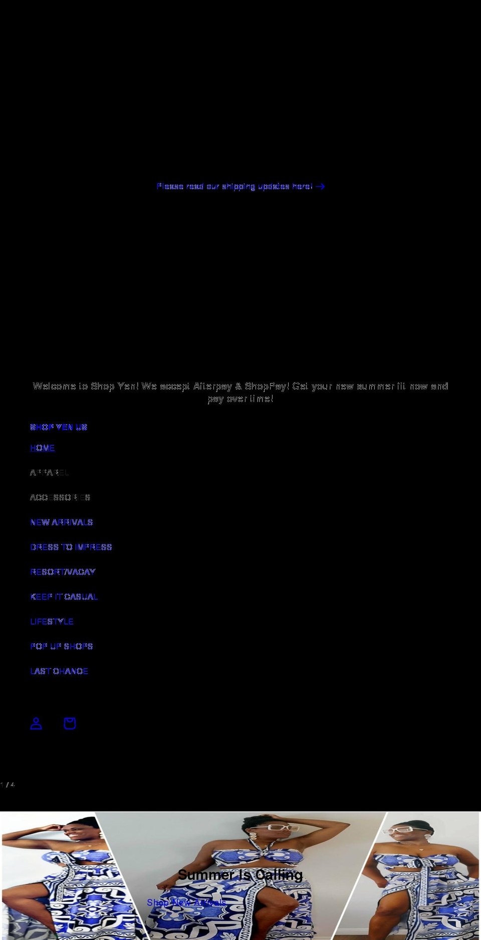 shopyenus.com shopify website screenshot