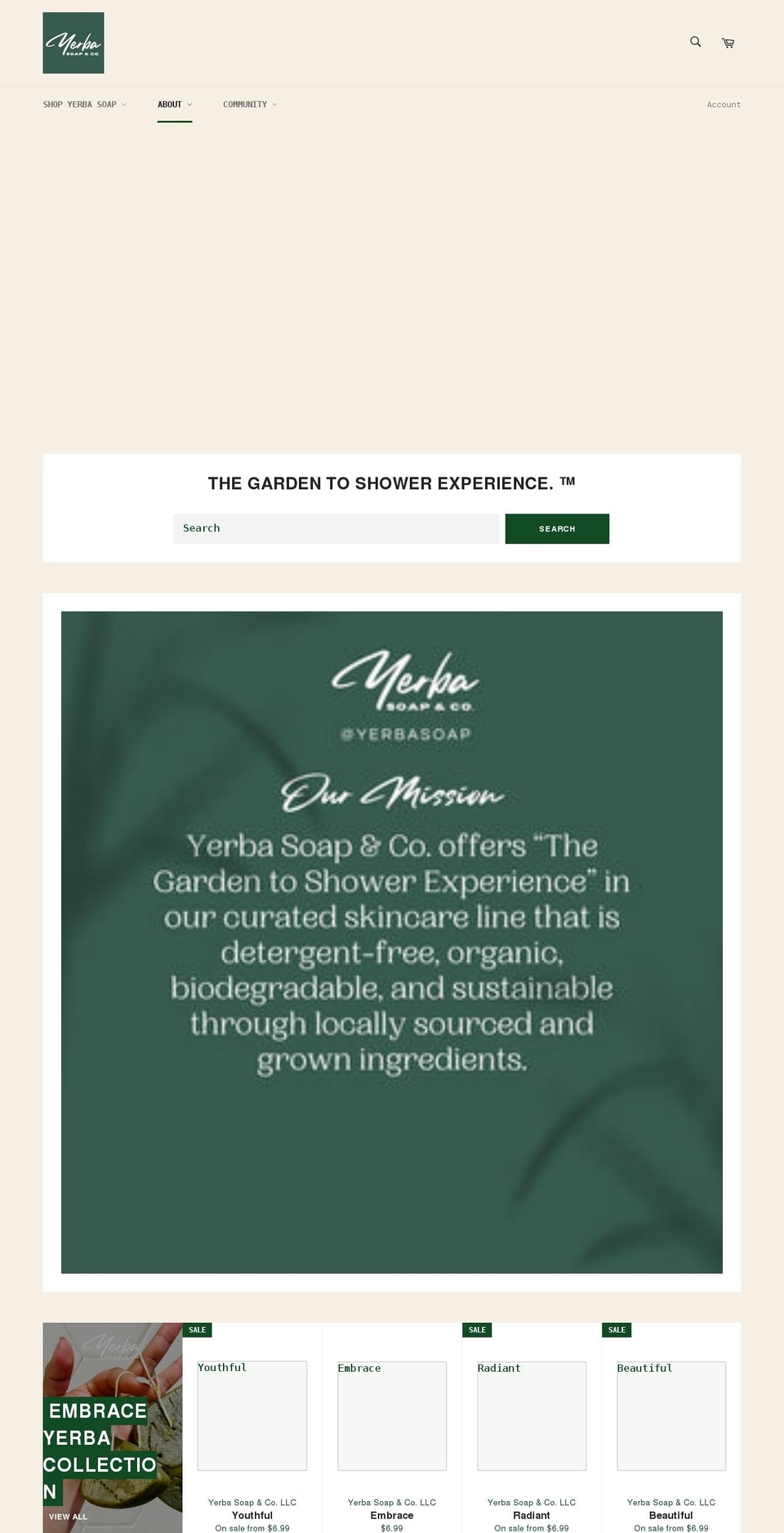 shopyerbasoapandco.com shopify website screenshot