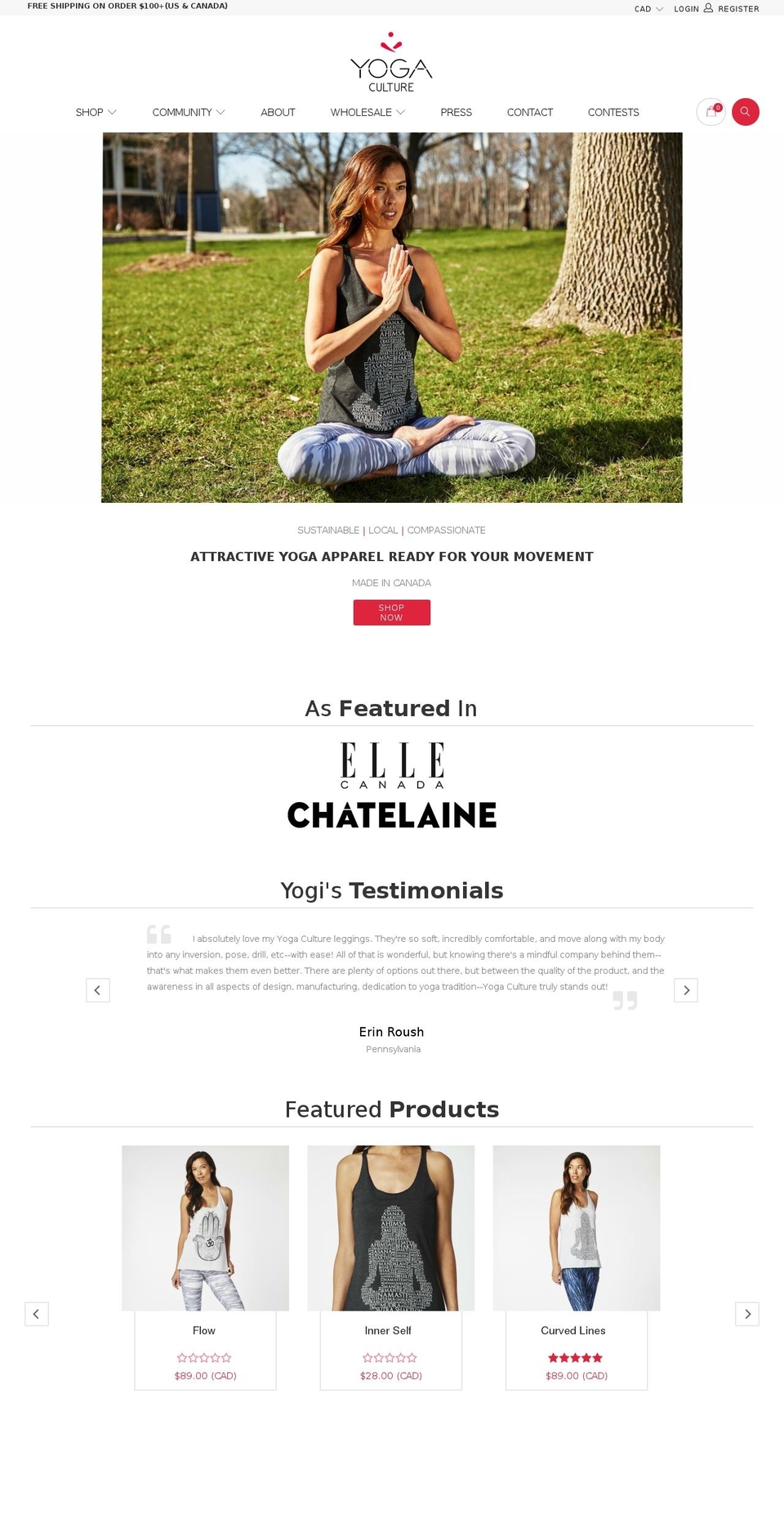 shopyogaculture.com shopify website screenshot