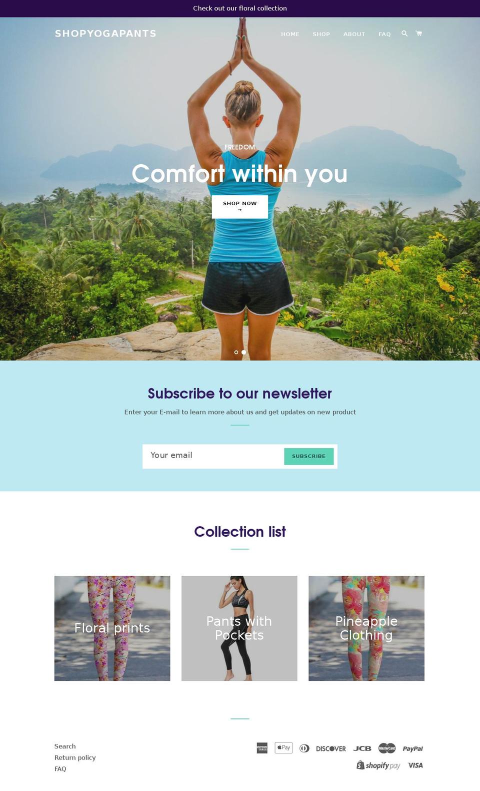 shopyogapants.com — Shopify storefront screenshot