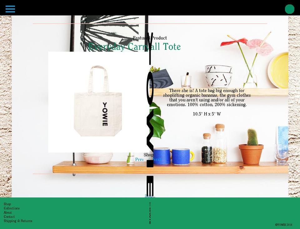 shopyowie.com shopify website screenshot