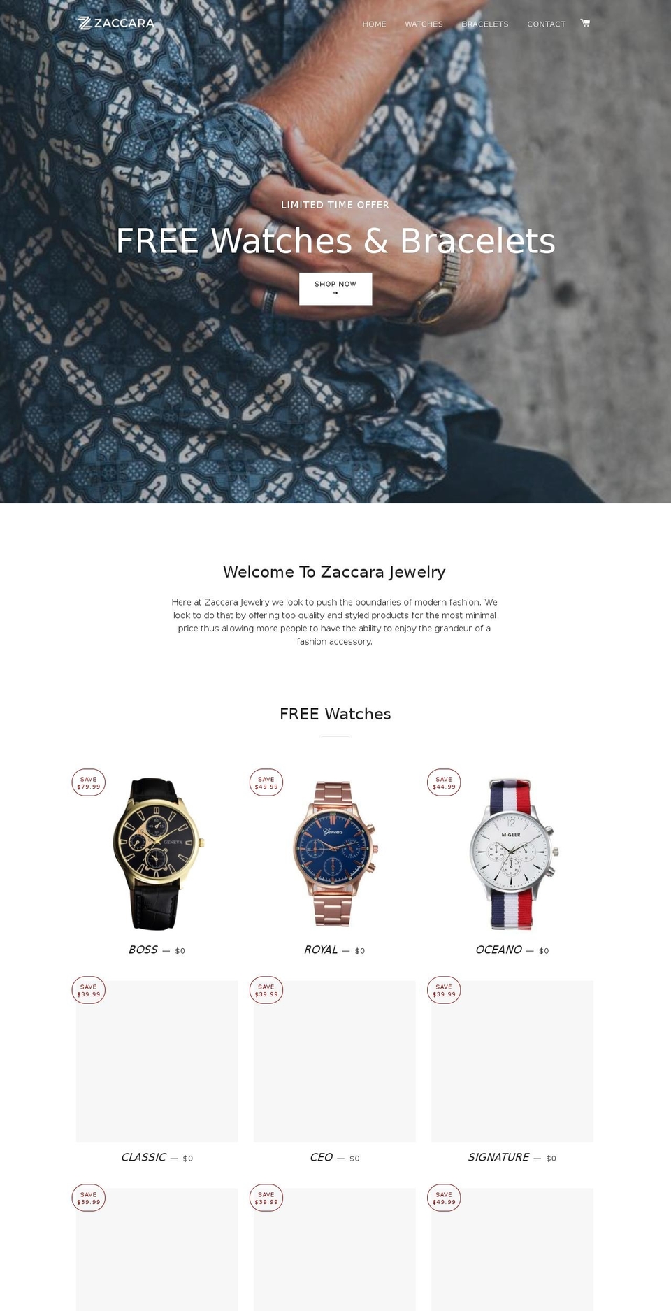 shopzaccara.com shopify website screenshot