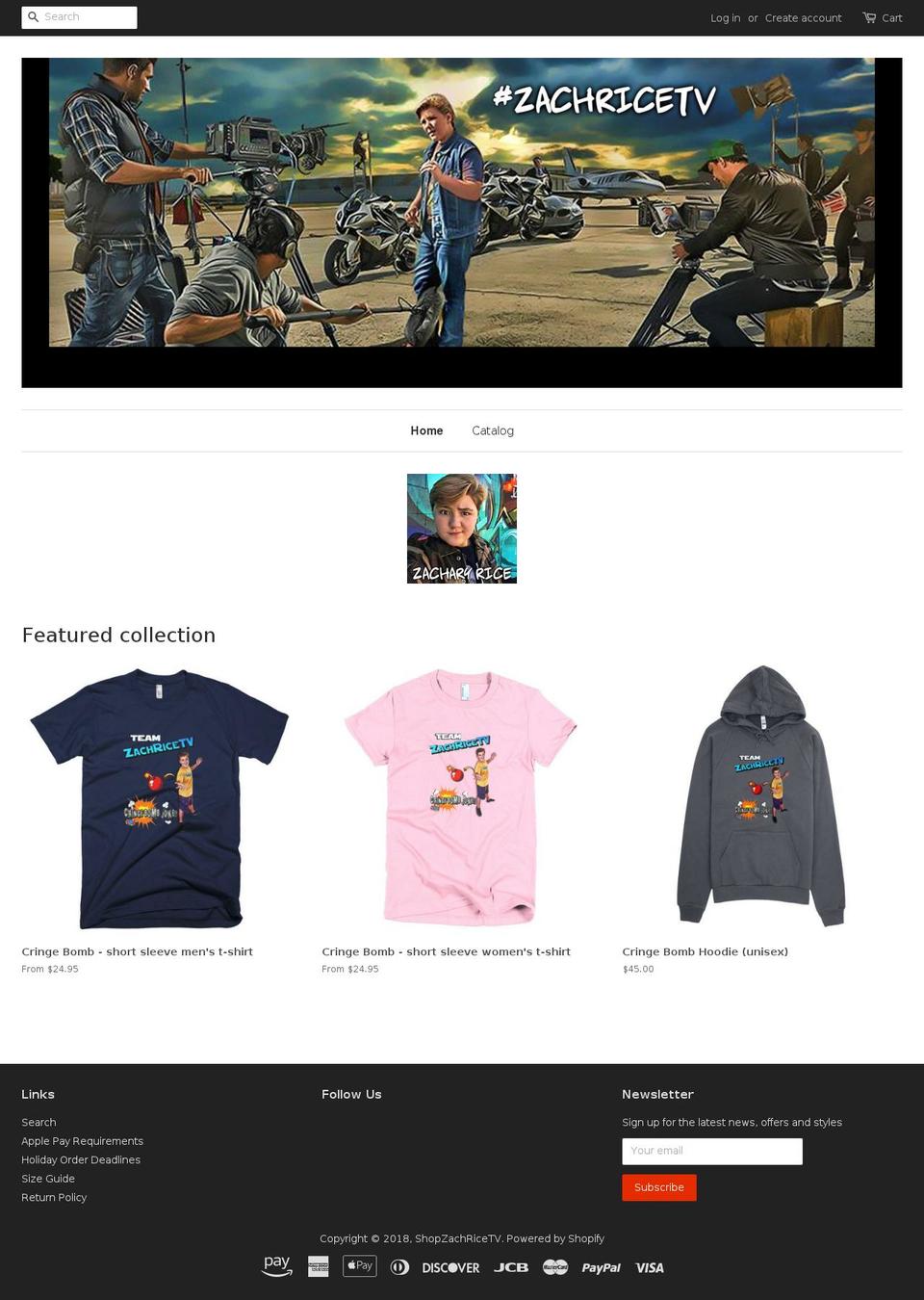 shopzachricetv.com — Shopify storefront screenshot
