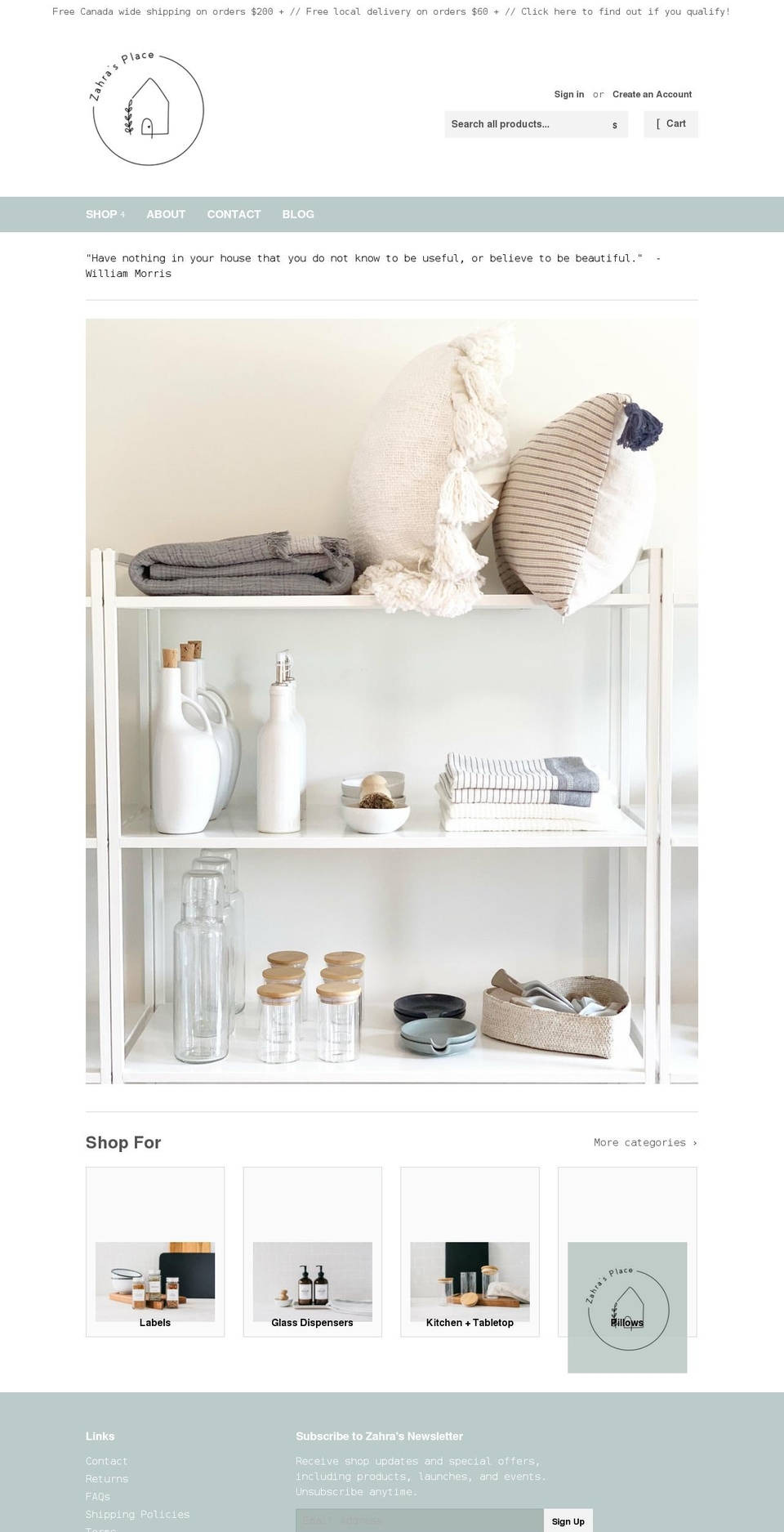 shopzahrasplace.com shopify website screenshot