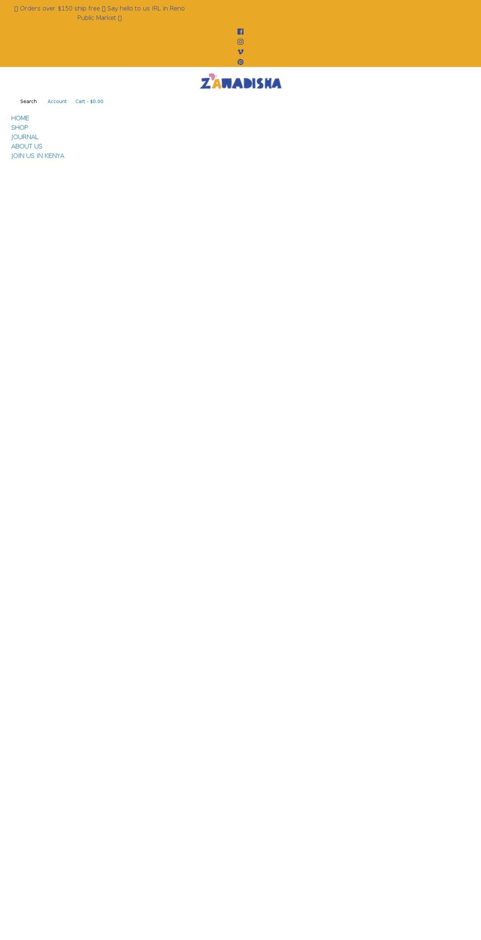 shopzawadisha.com shopify website screenshot