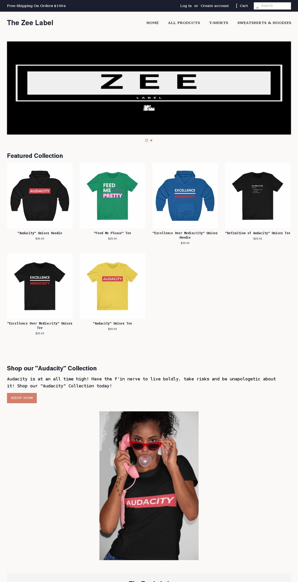 shopzeelabel.com shopify website screenshot