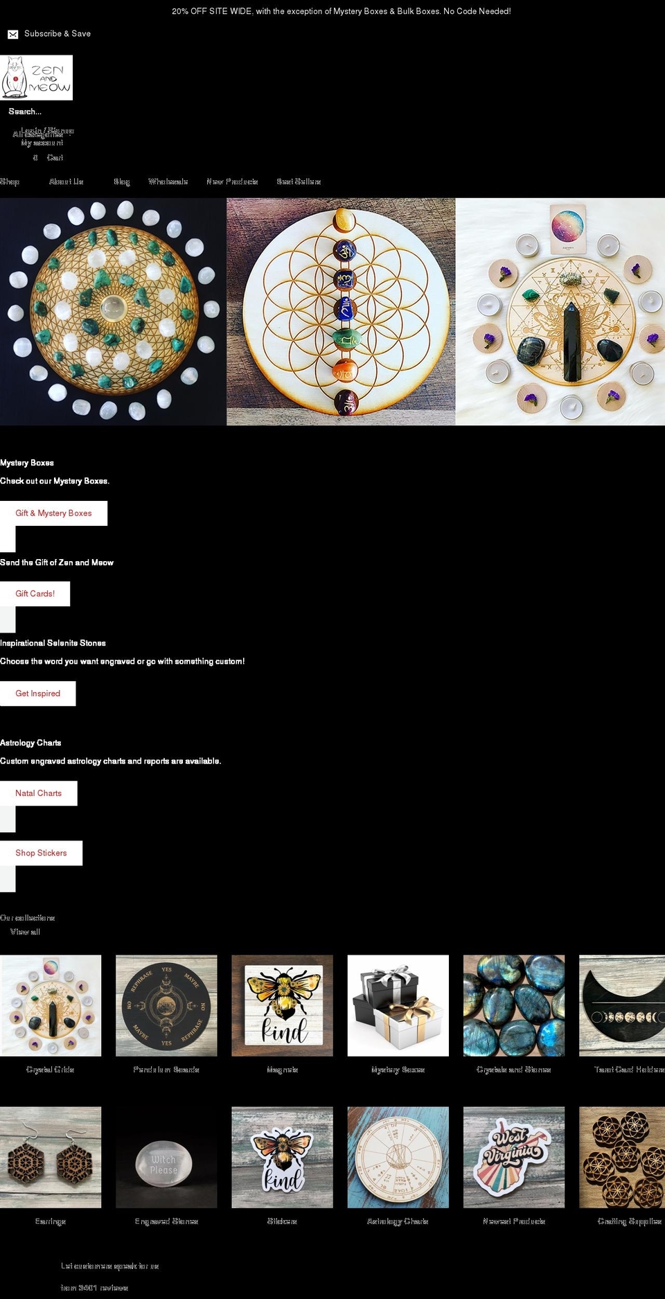 shopzenandmeow.com — Shopify storefront screenshot