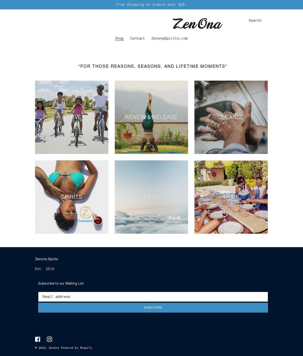 shopzenona.com shopify website screenshot