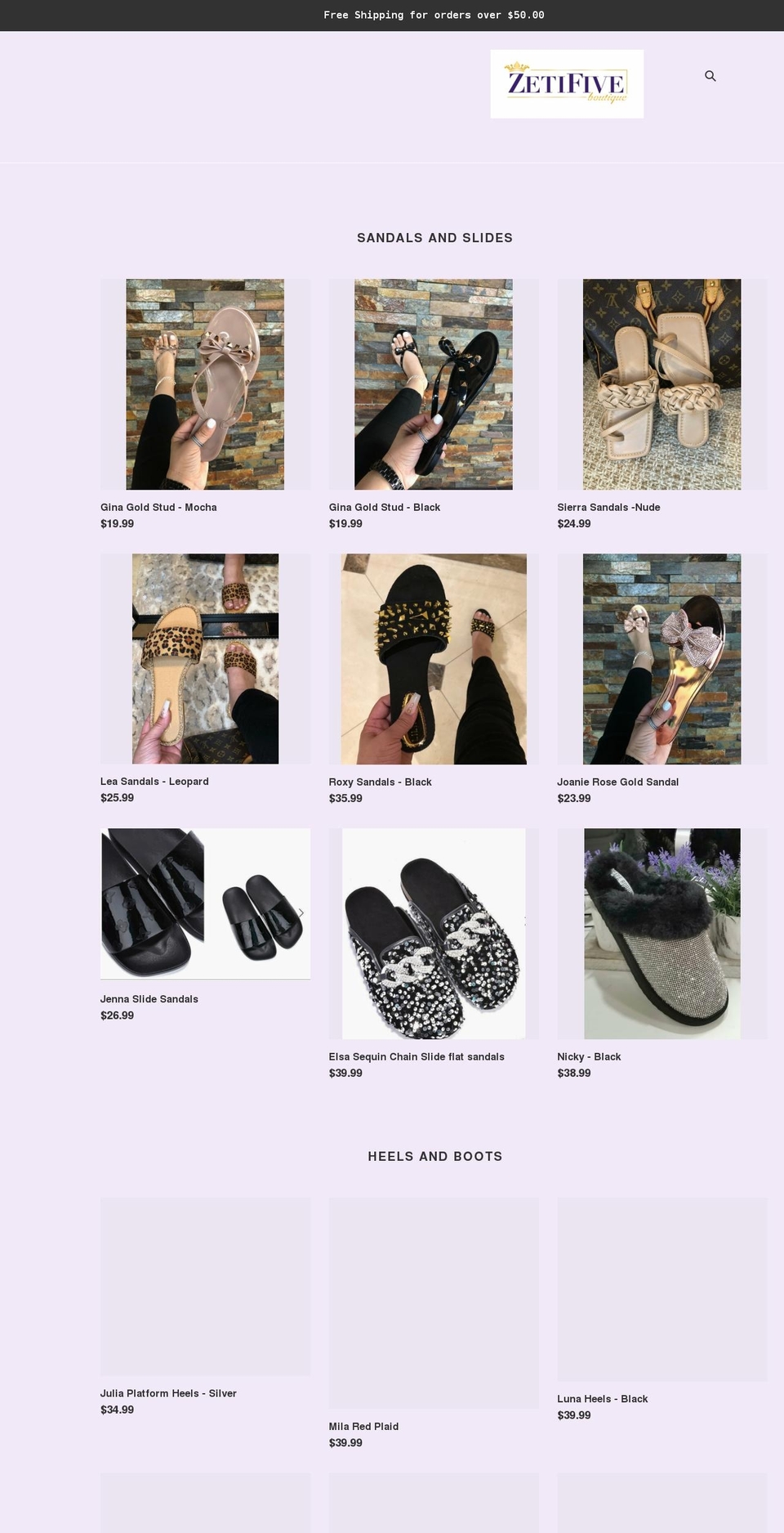 shopzetifive.com shopify website screenshot