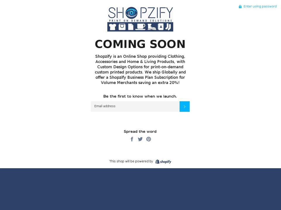shopzify.com shopify website screenshot