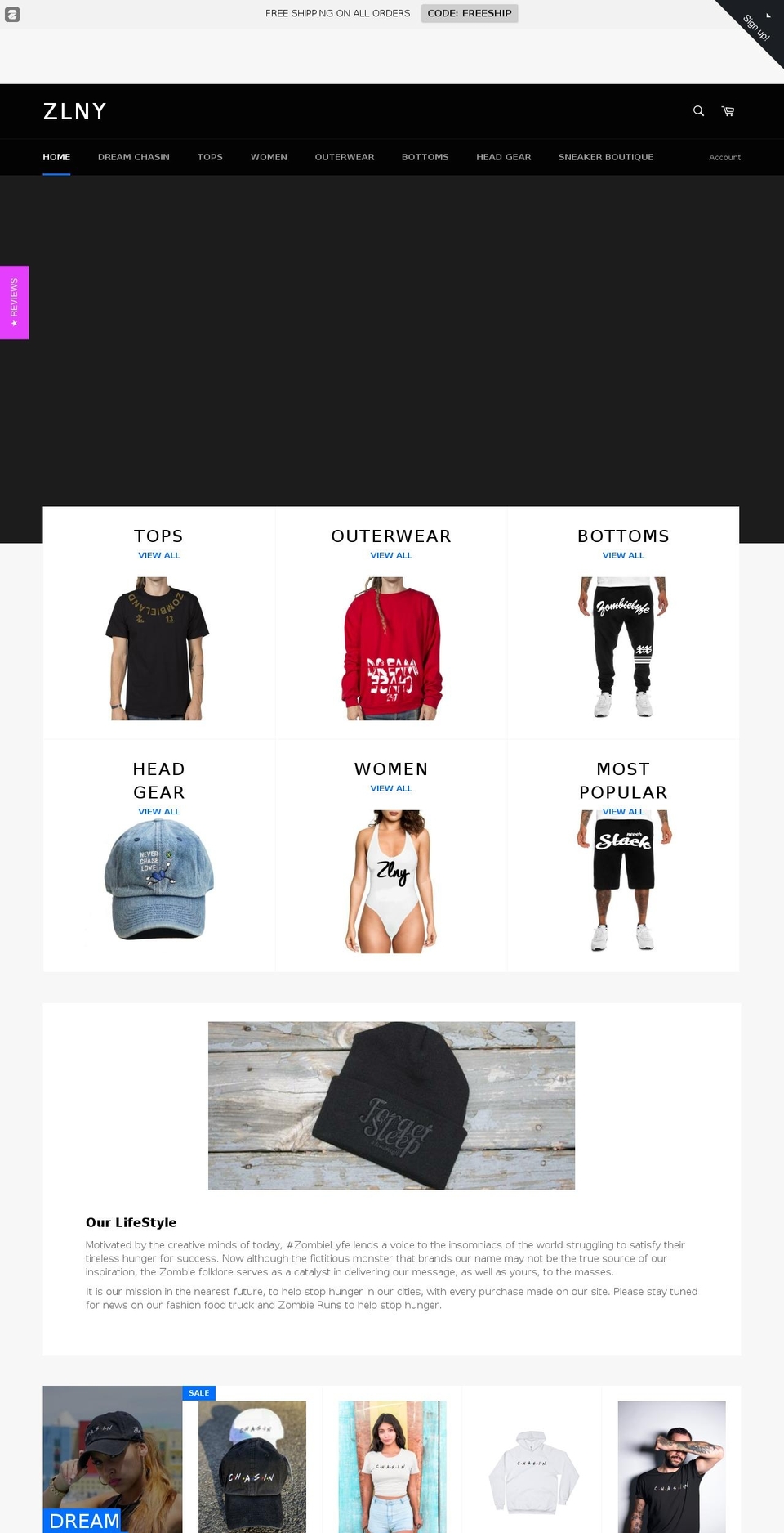 shopzlny.com shopify website screenshot