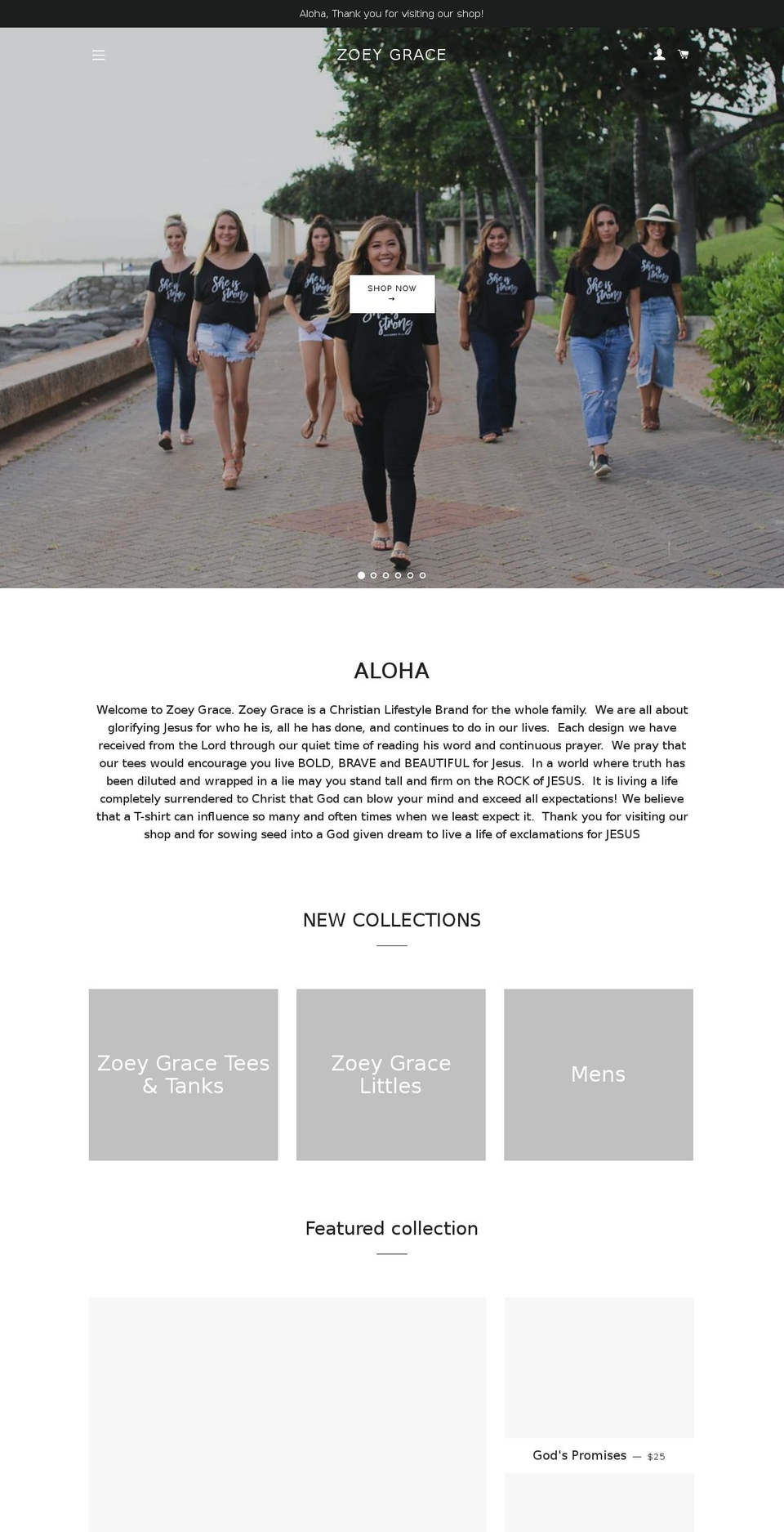 shopzoeygrace.com — Shopify storefront screenshot