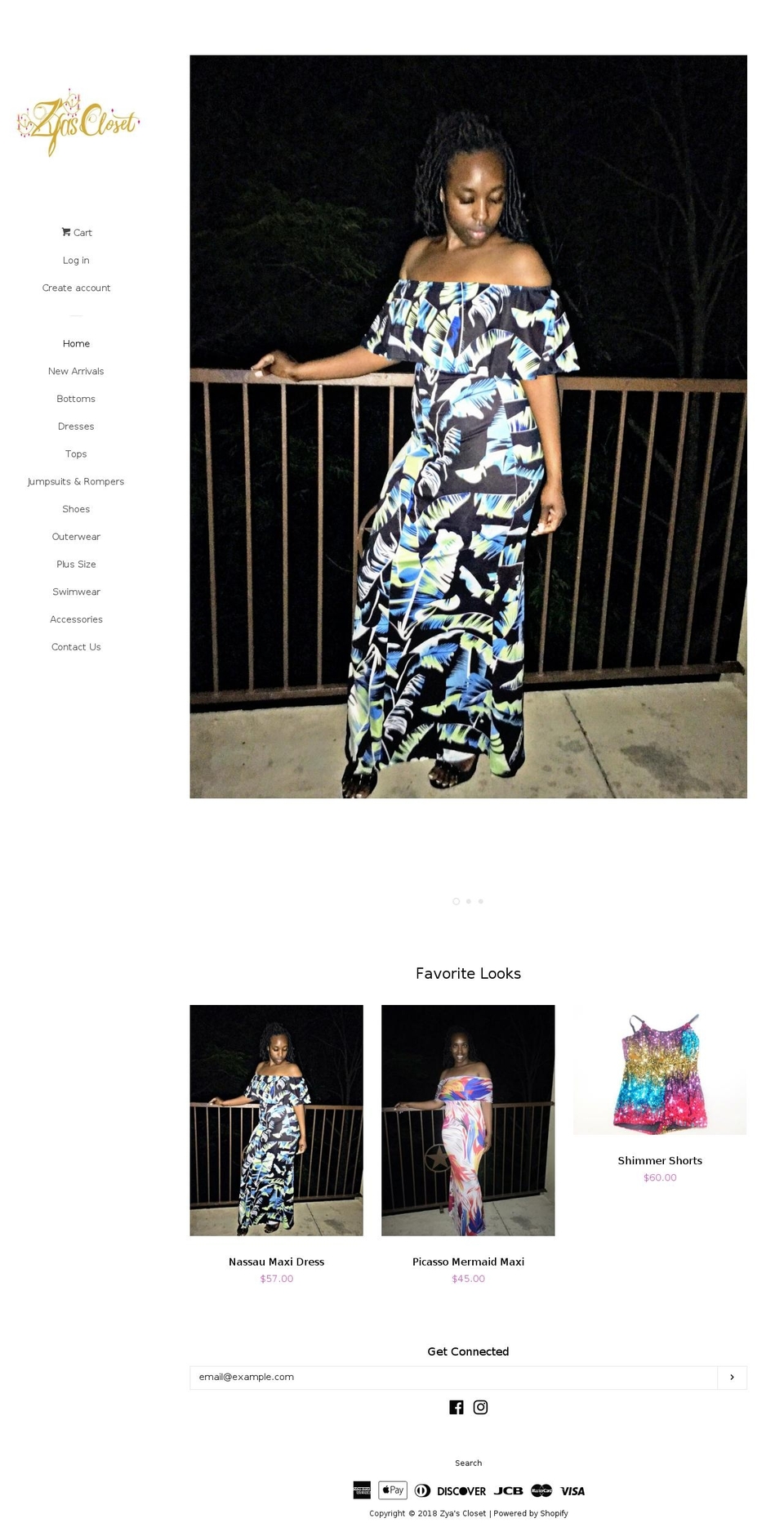 shopzyascloset.com — Shopify storefront screenshot