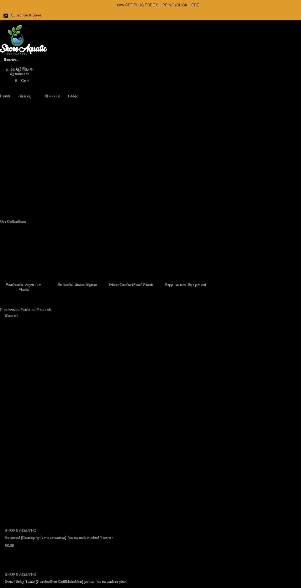 shoreaquatic.com shopify website screenshot