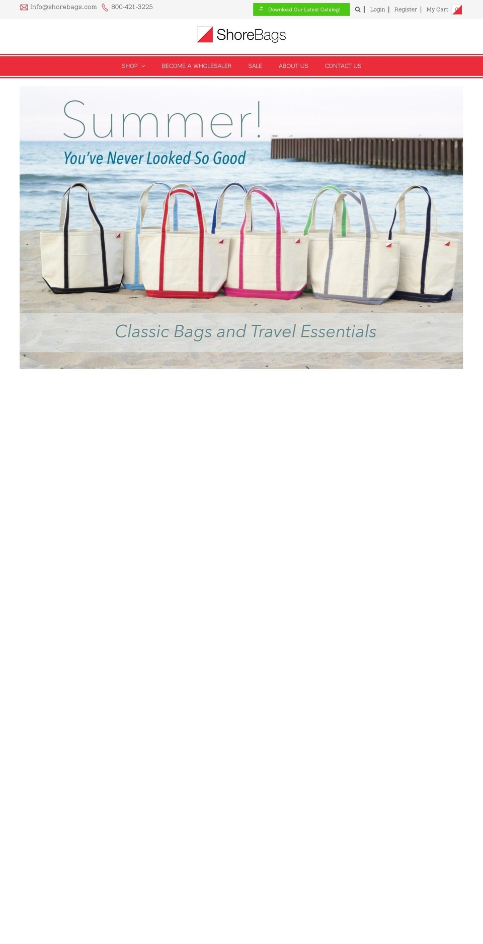 shorebags.com shopify website screenshot