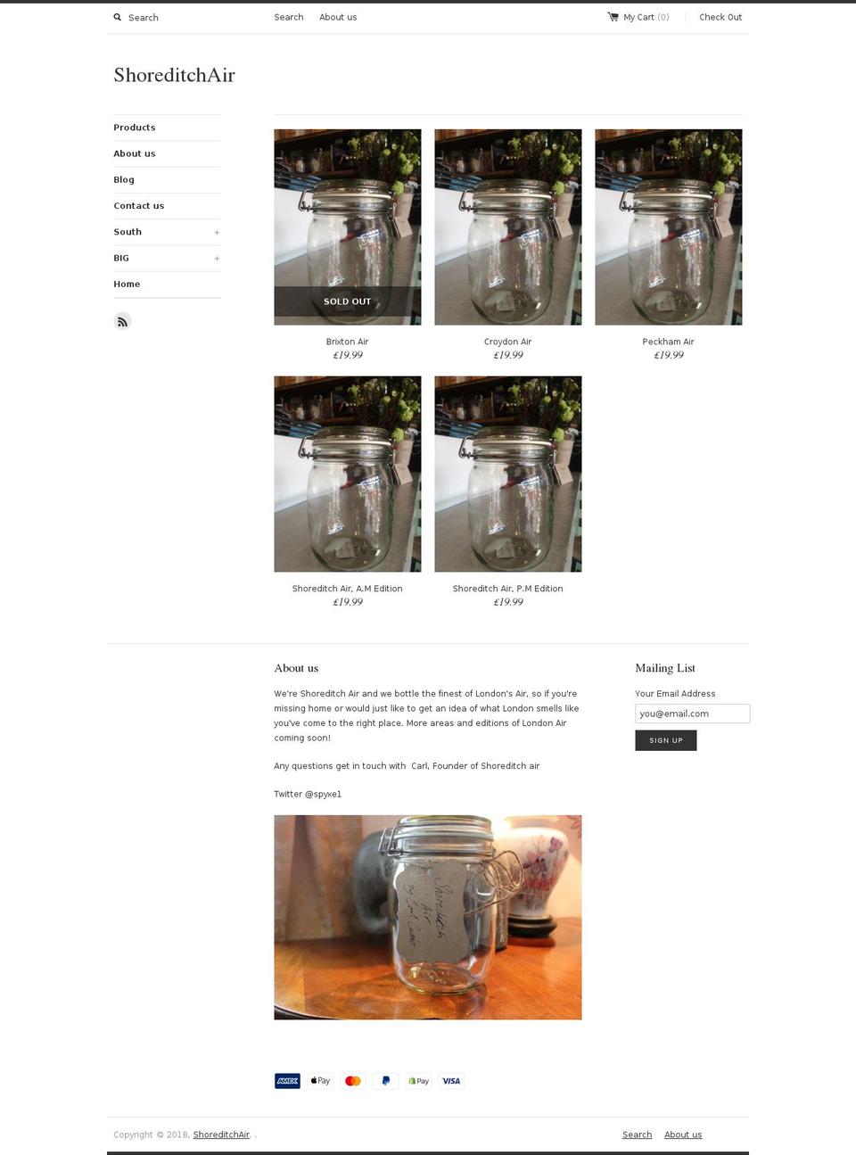 shoreditchair.com shopify website screenshot