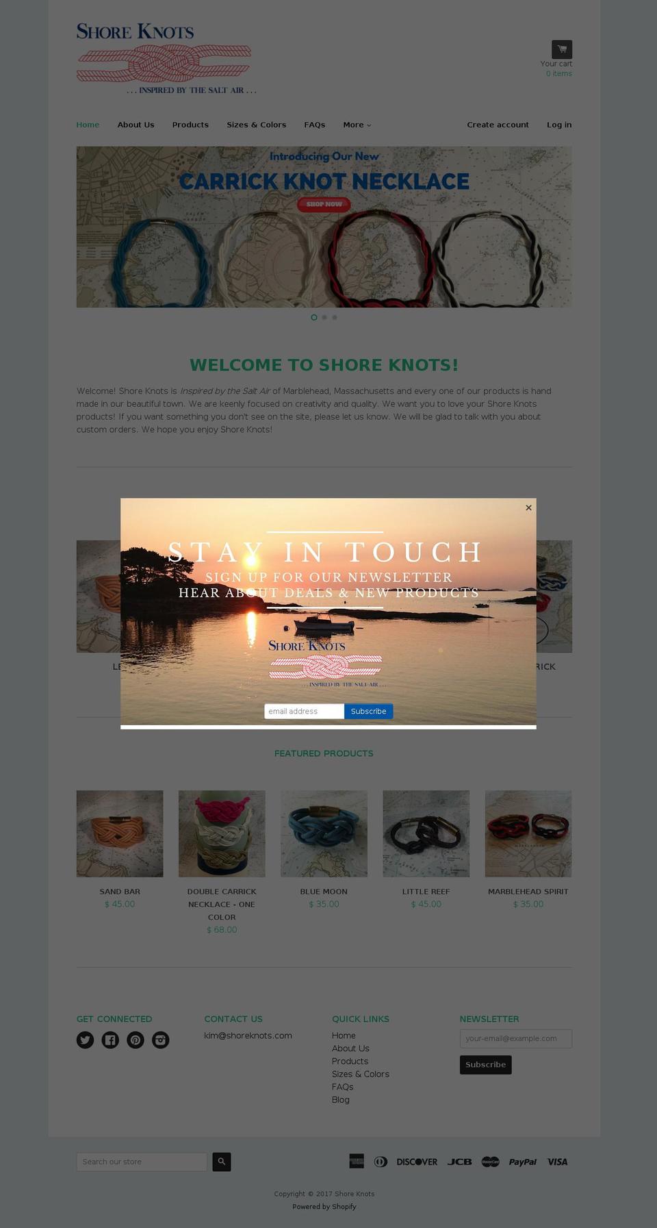 shoreknots.com shopify website screenshot