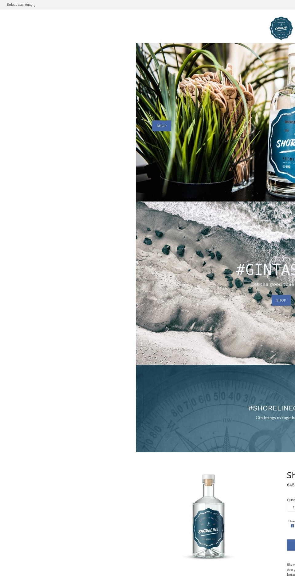 shoreline-gin.com shopify website screenshot