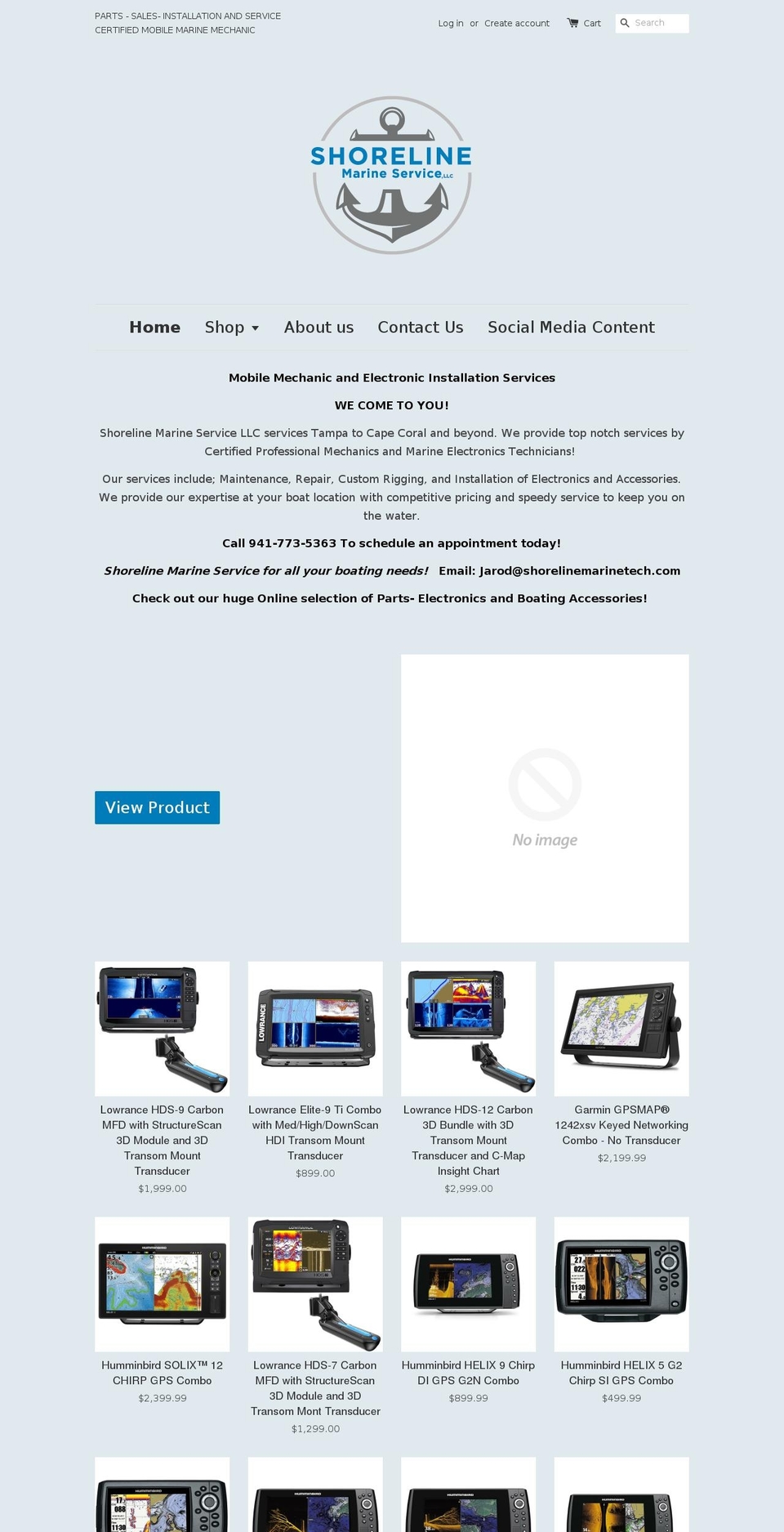 shorelinemarinetech.com shopify website screenshot