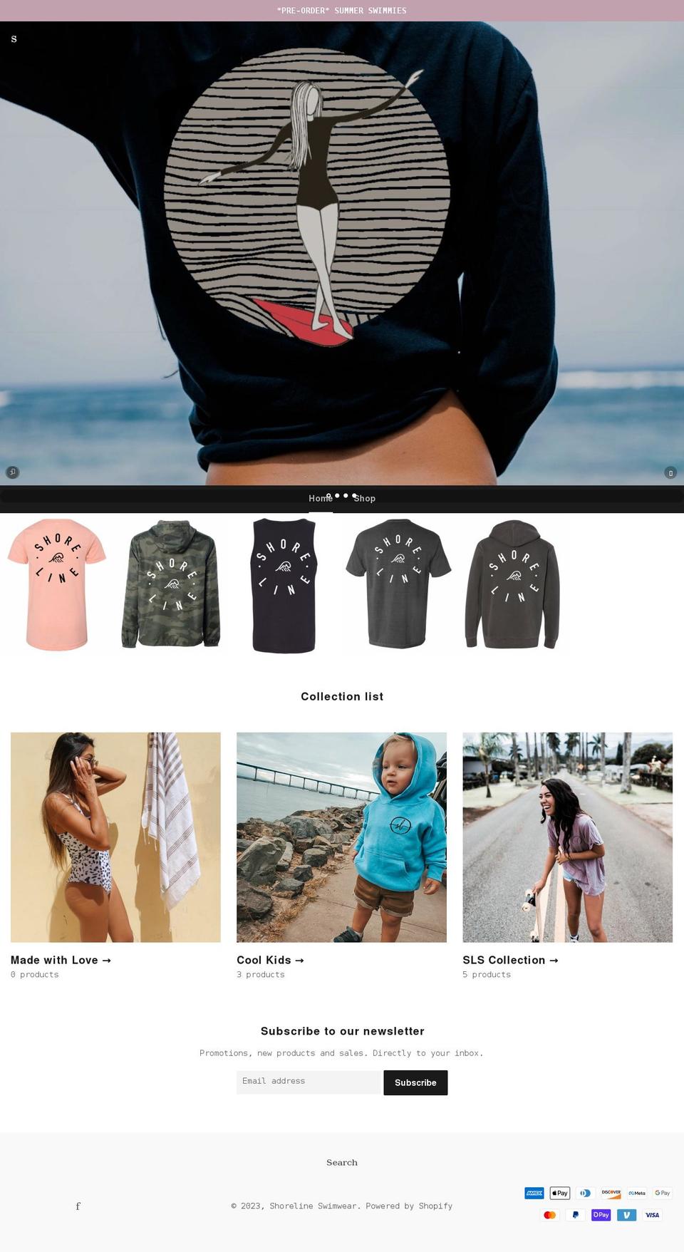 shorelineswimwear.com shopify website screenshot
