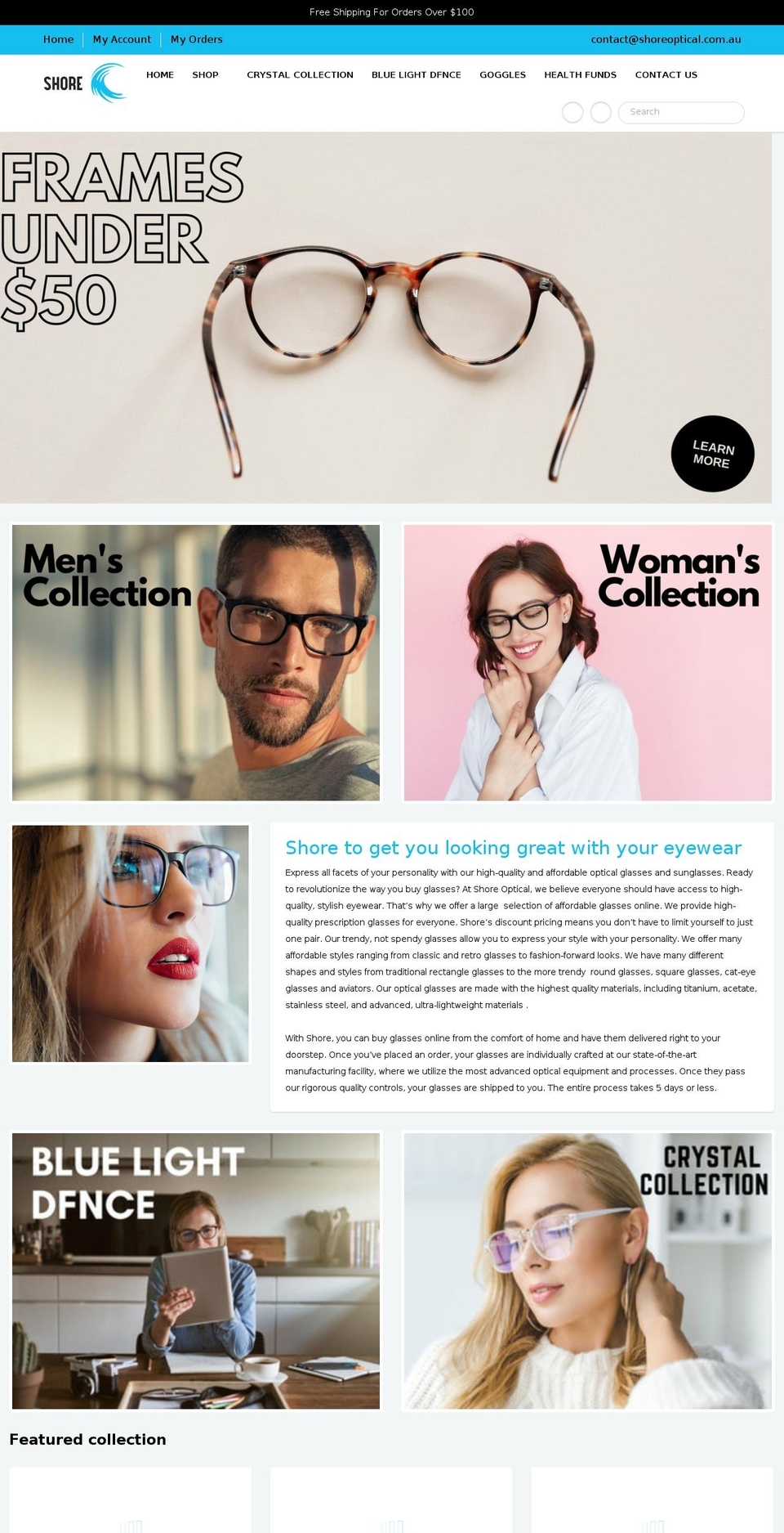 shoreoptical.com.au shopify website screenshot