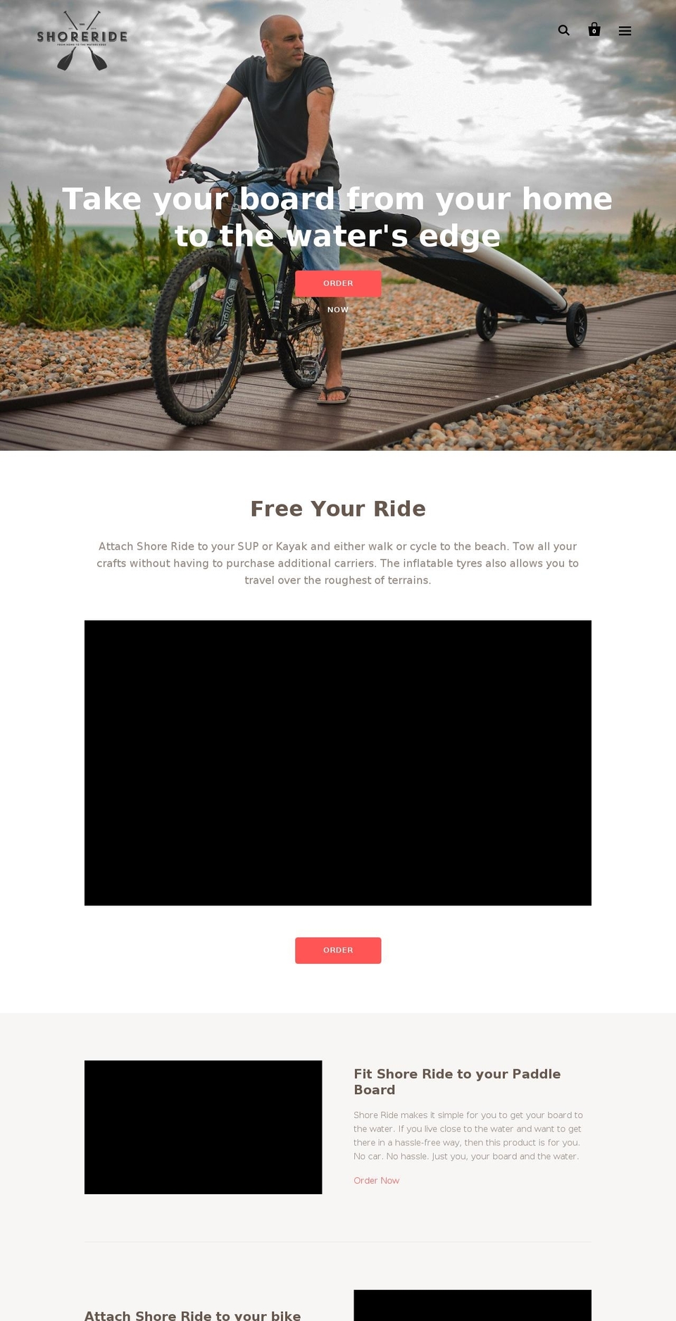 shoreride.com shopify website screenshot