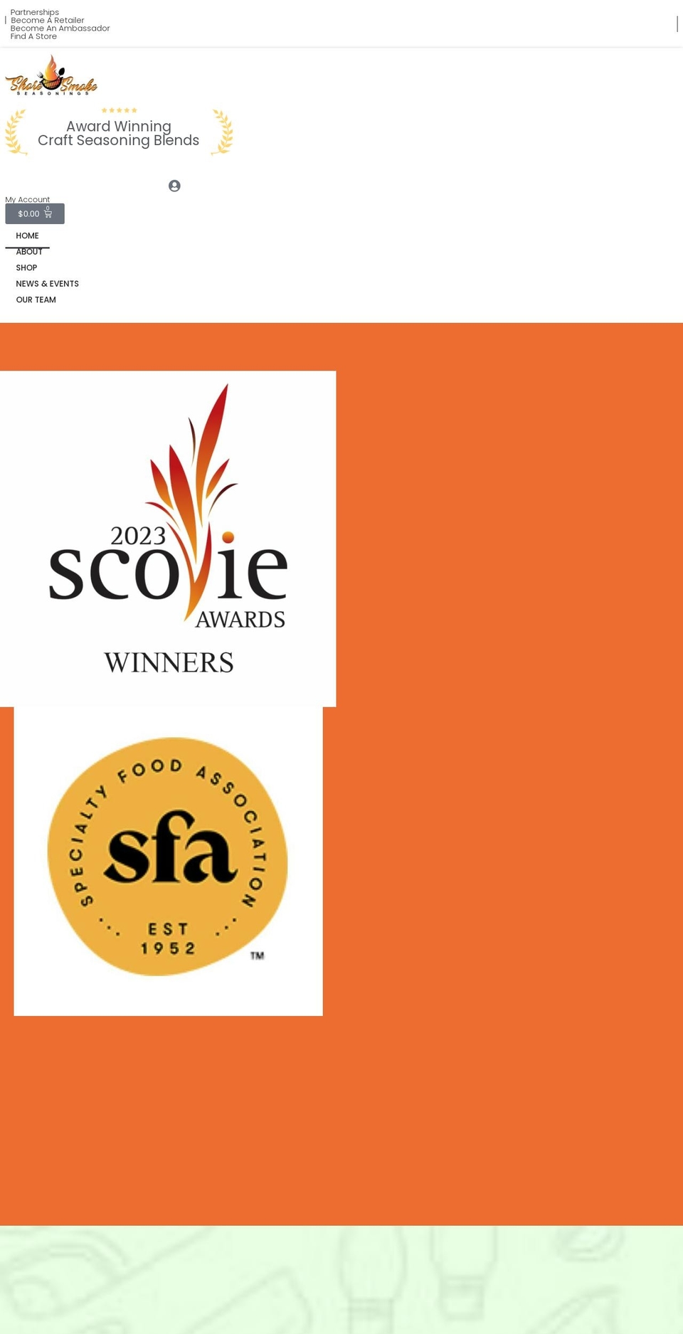 shoresmokeseasonings.com shopify website screenshot