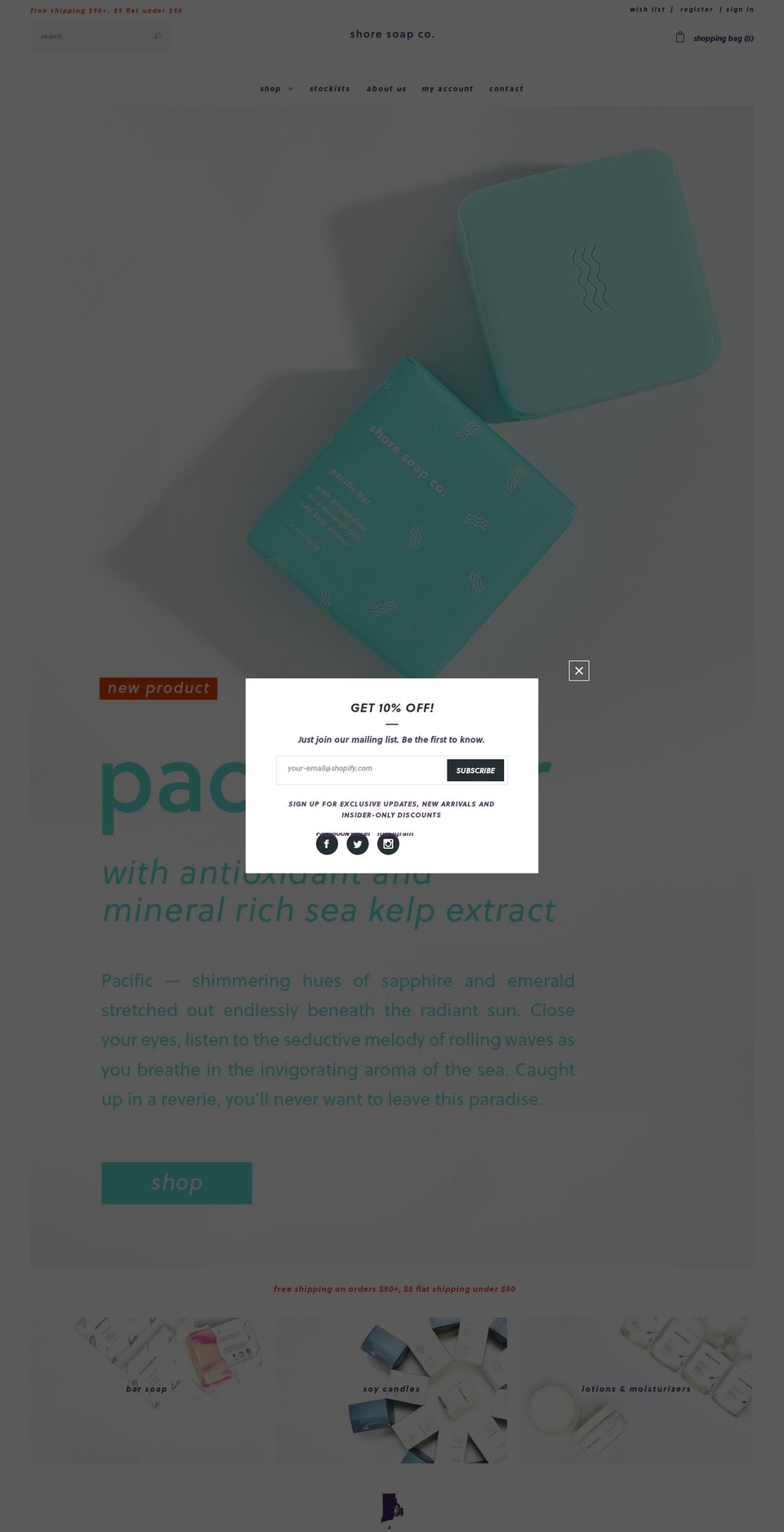 shoresoapcompany.com shopify website screenshot