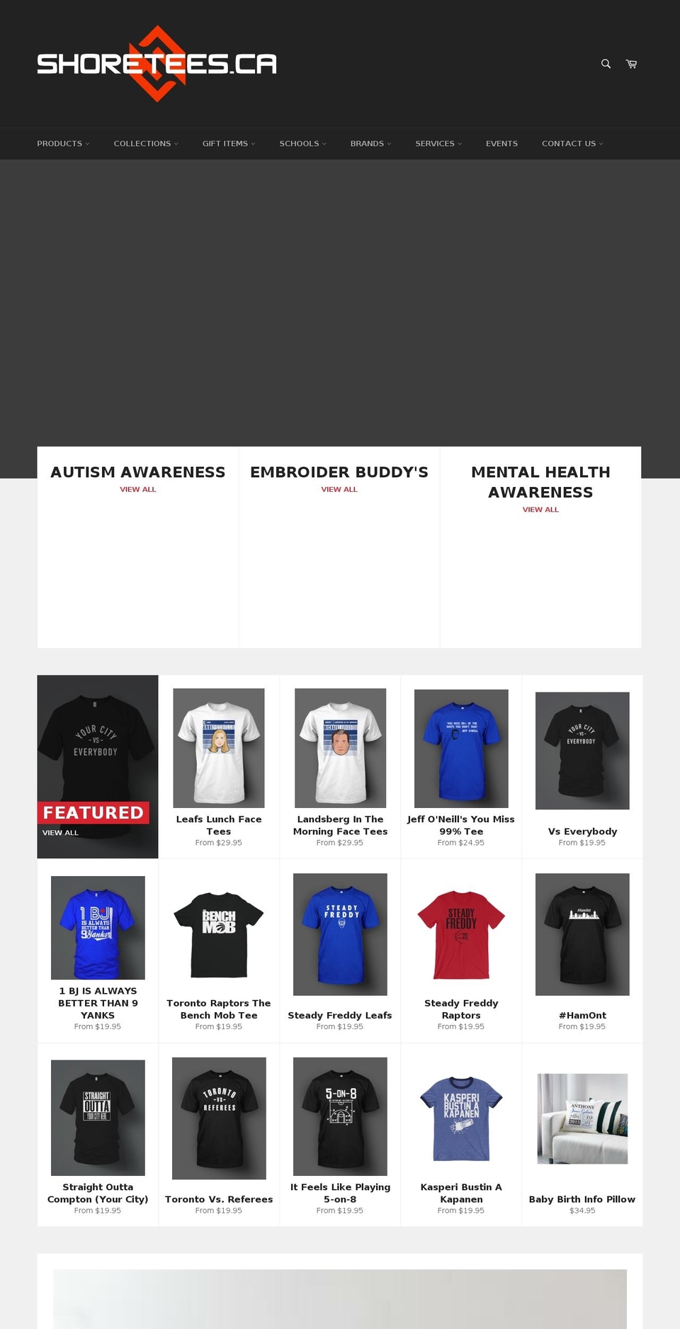 shoretees.ca shopify website screenshot
