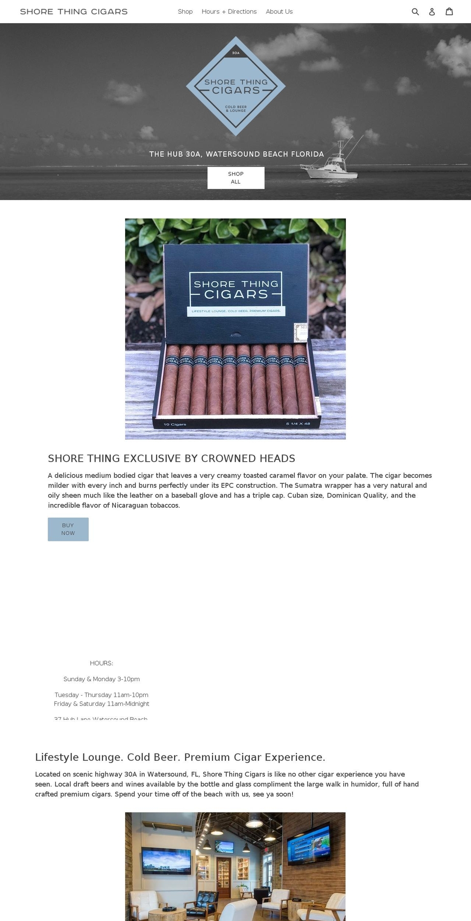 Shore Thing Cigars Shopify theme site example shorethingcigar.com