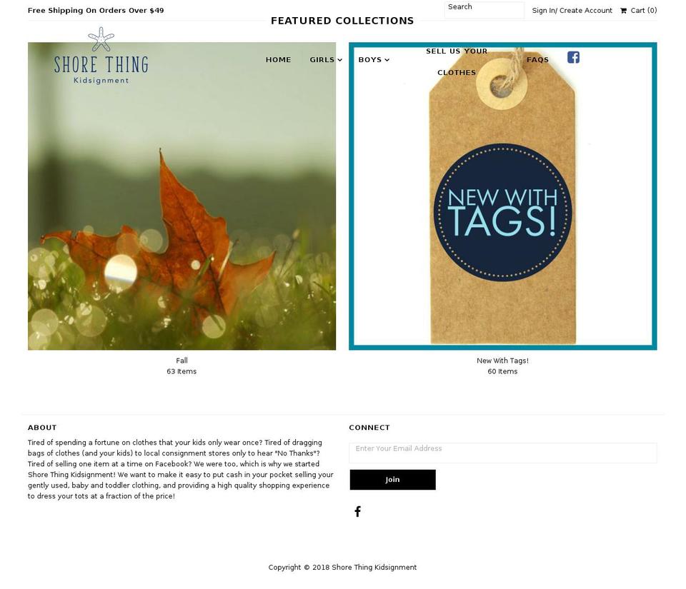 shorethingkids.com — Shopify storefront screenshot