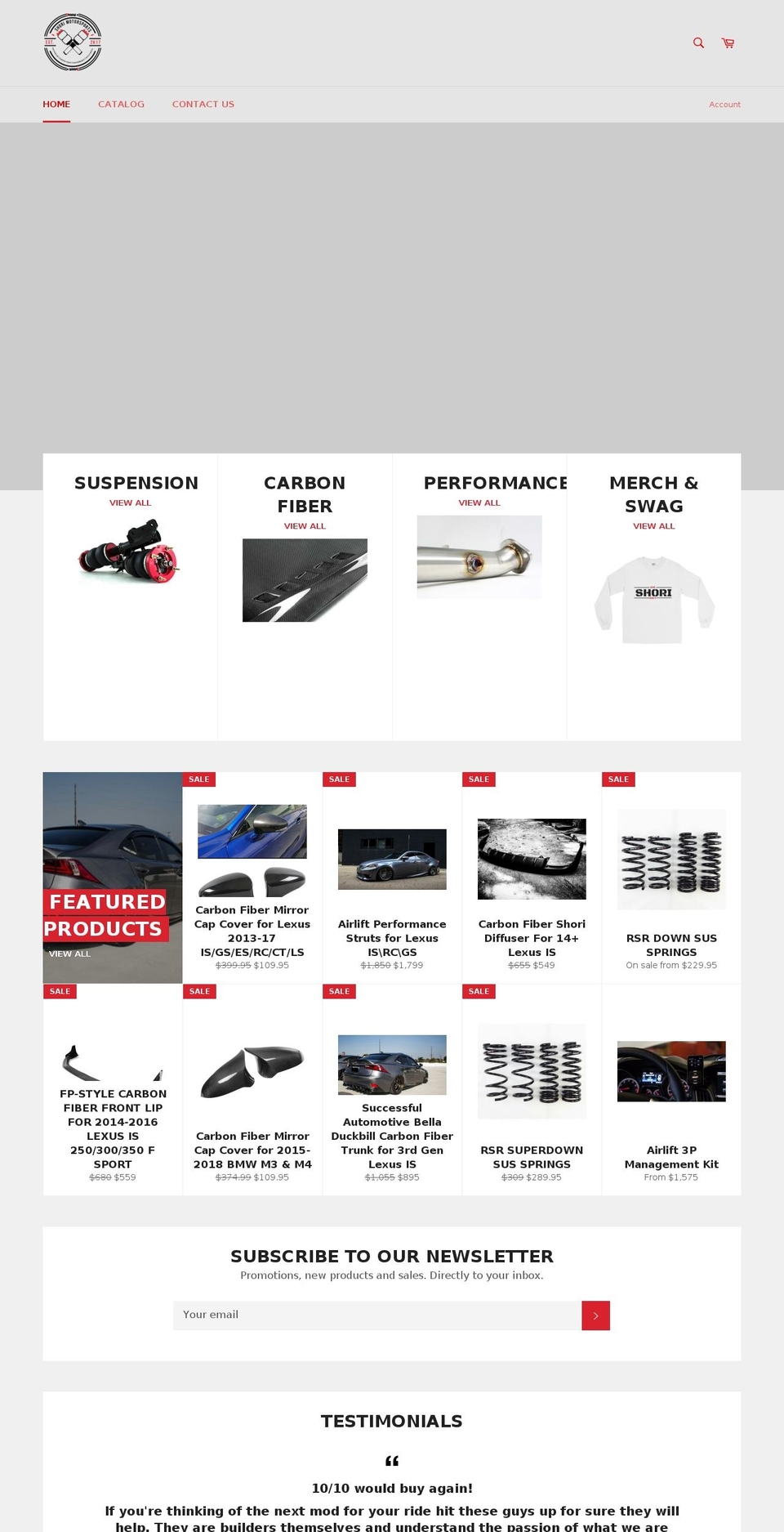 shorimotorsports.com — Shopify storefront screenshot