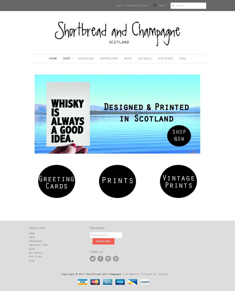 shortbread-and-champagne.com shopify website screenshot