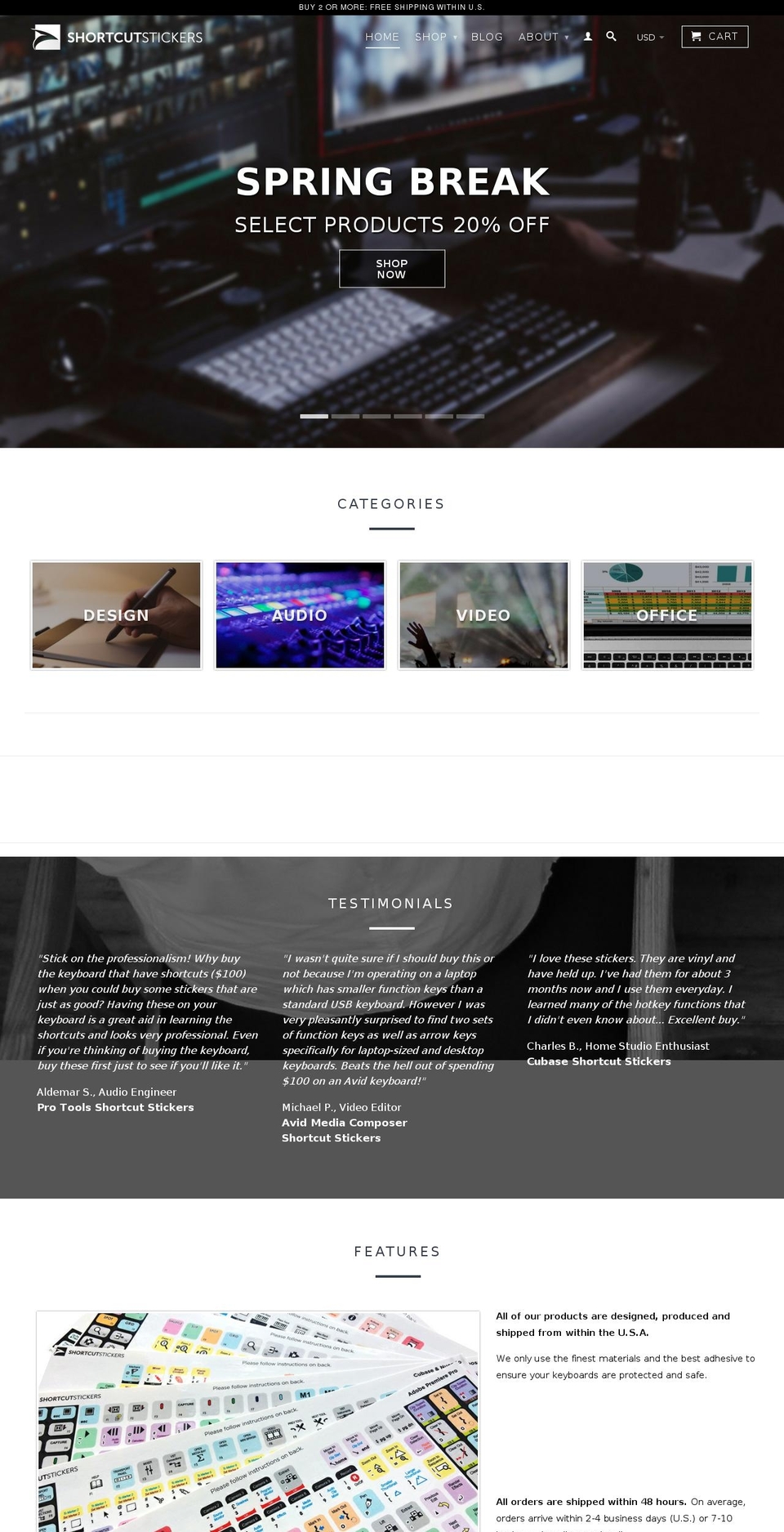 shortcutstickers.com shopify website screenshot