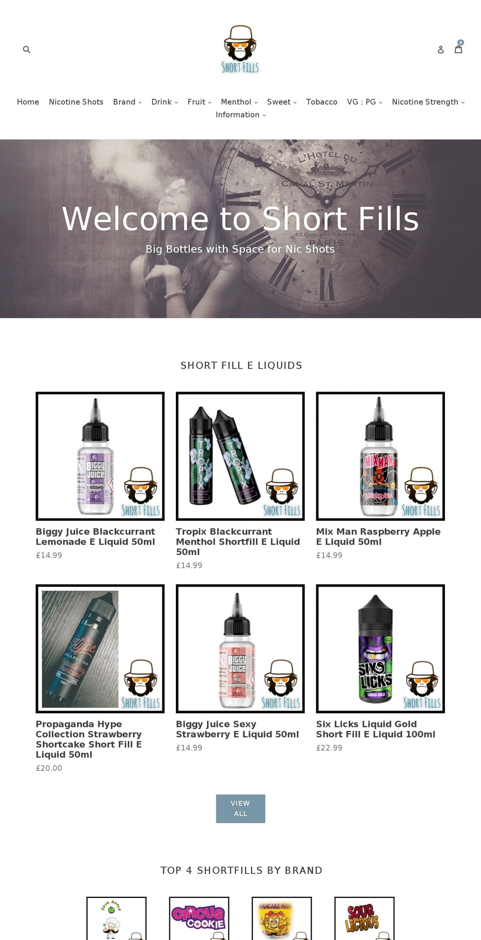 shortfilleliquid.co.uk shopify website screenshot