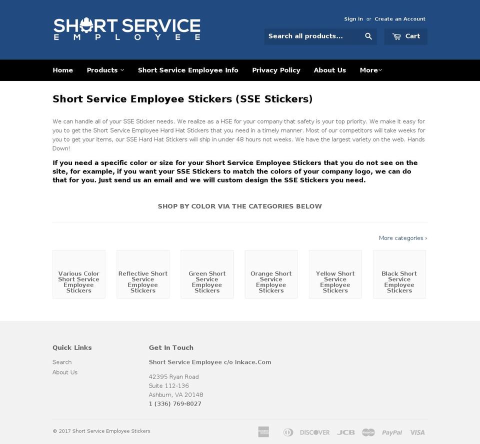 shortserviceemployee.com shopify website screenshot