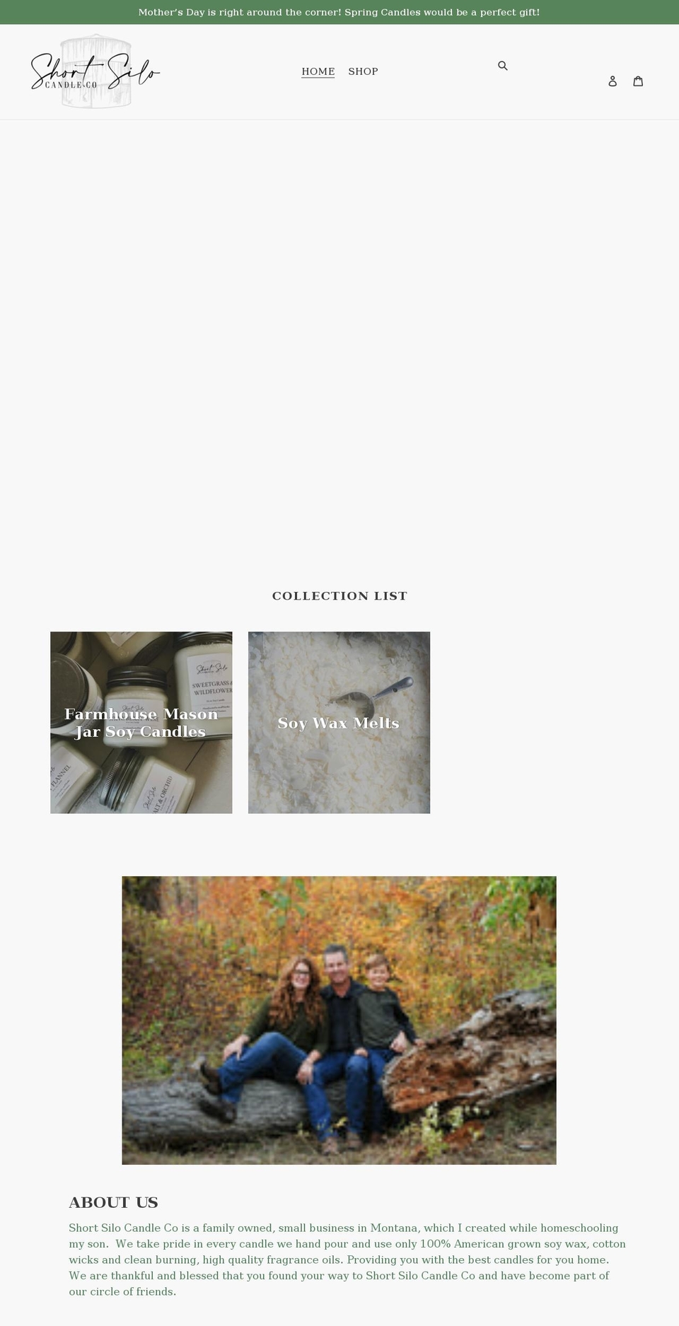 shortsilocandleco.com shopify website screenshot