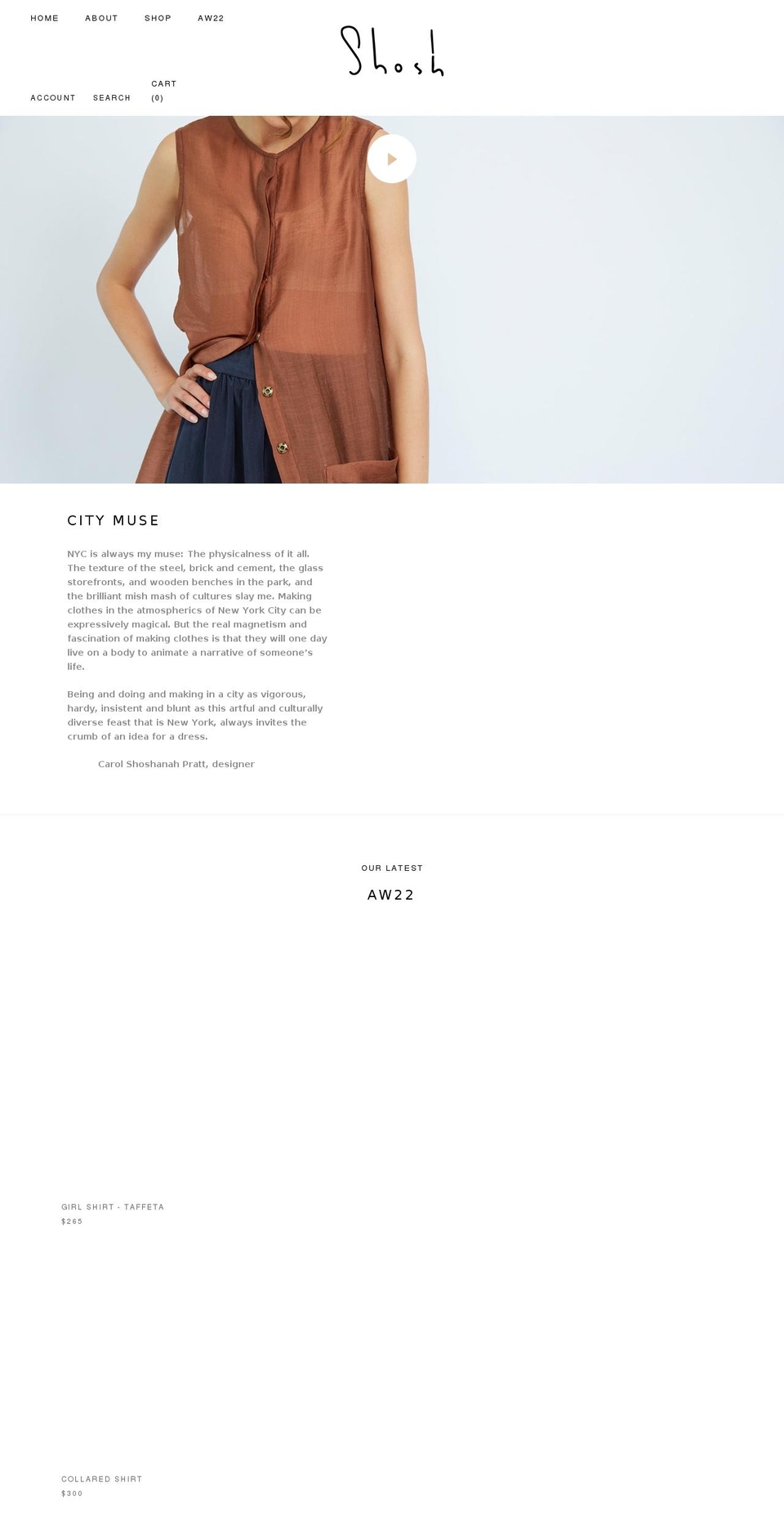 shoshnewyork.com shopify website screenshot
