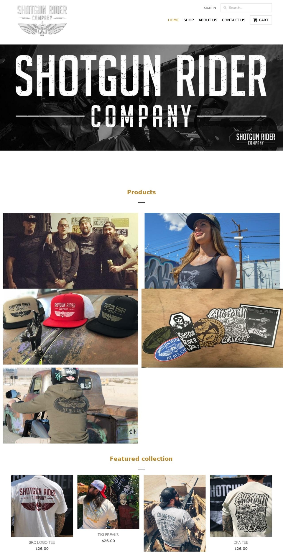 shotgunridercompany.com — Shopify storefront screenshot