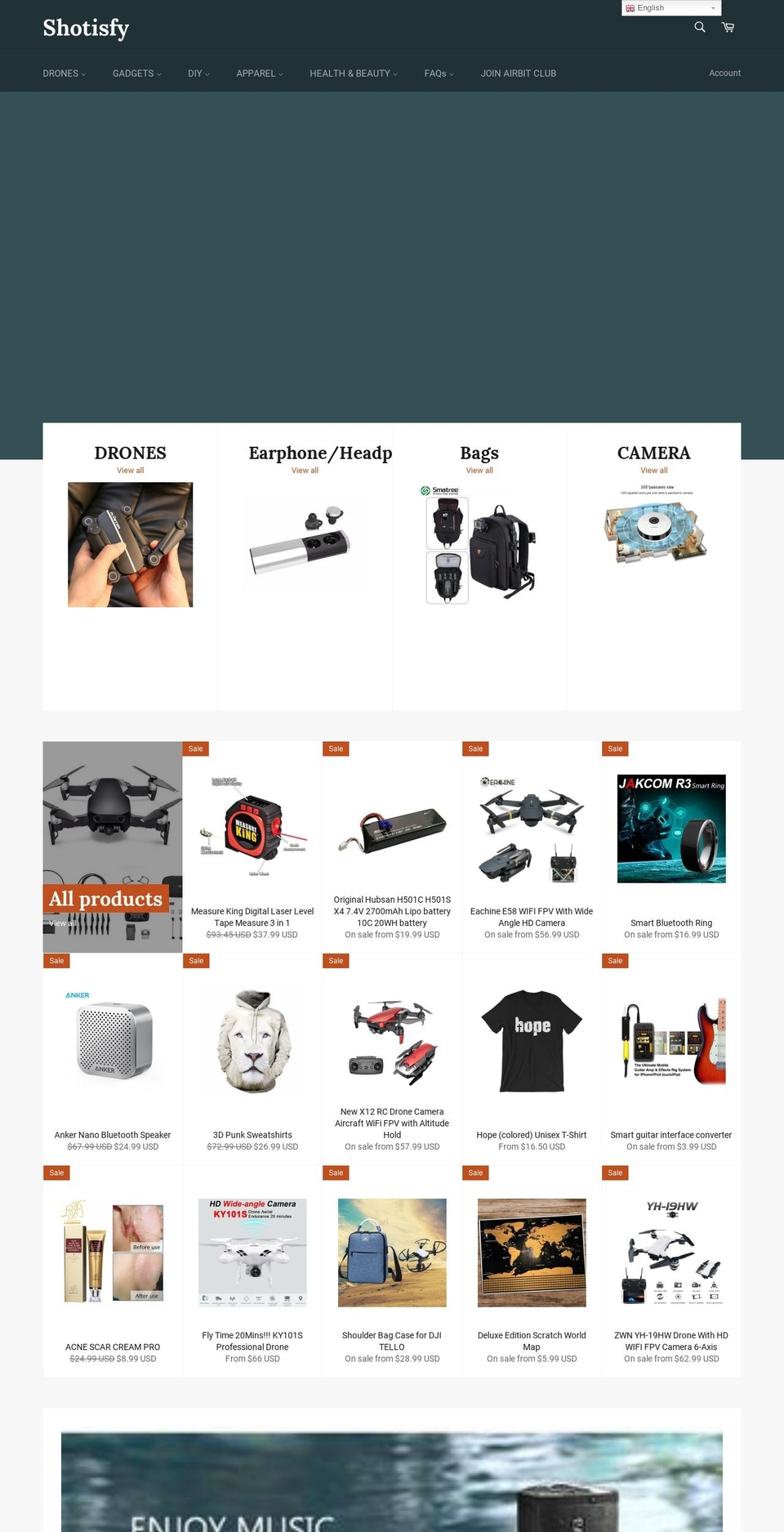 shotisfy.com shopify website screenshot