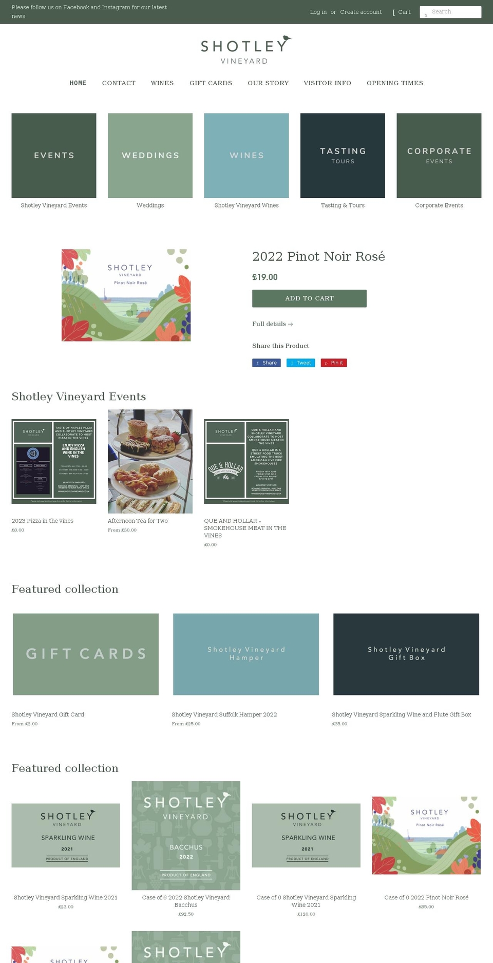 shotleyvineyard.co.uk shopify website screenshot