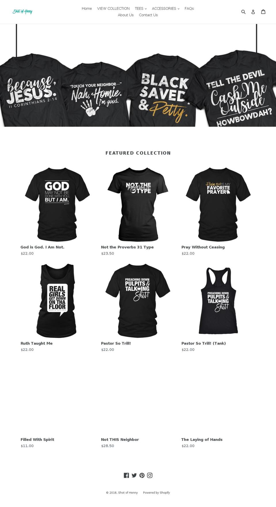 shotofhenny.com — Shopify storefront screenshot