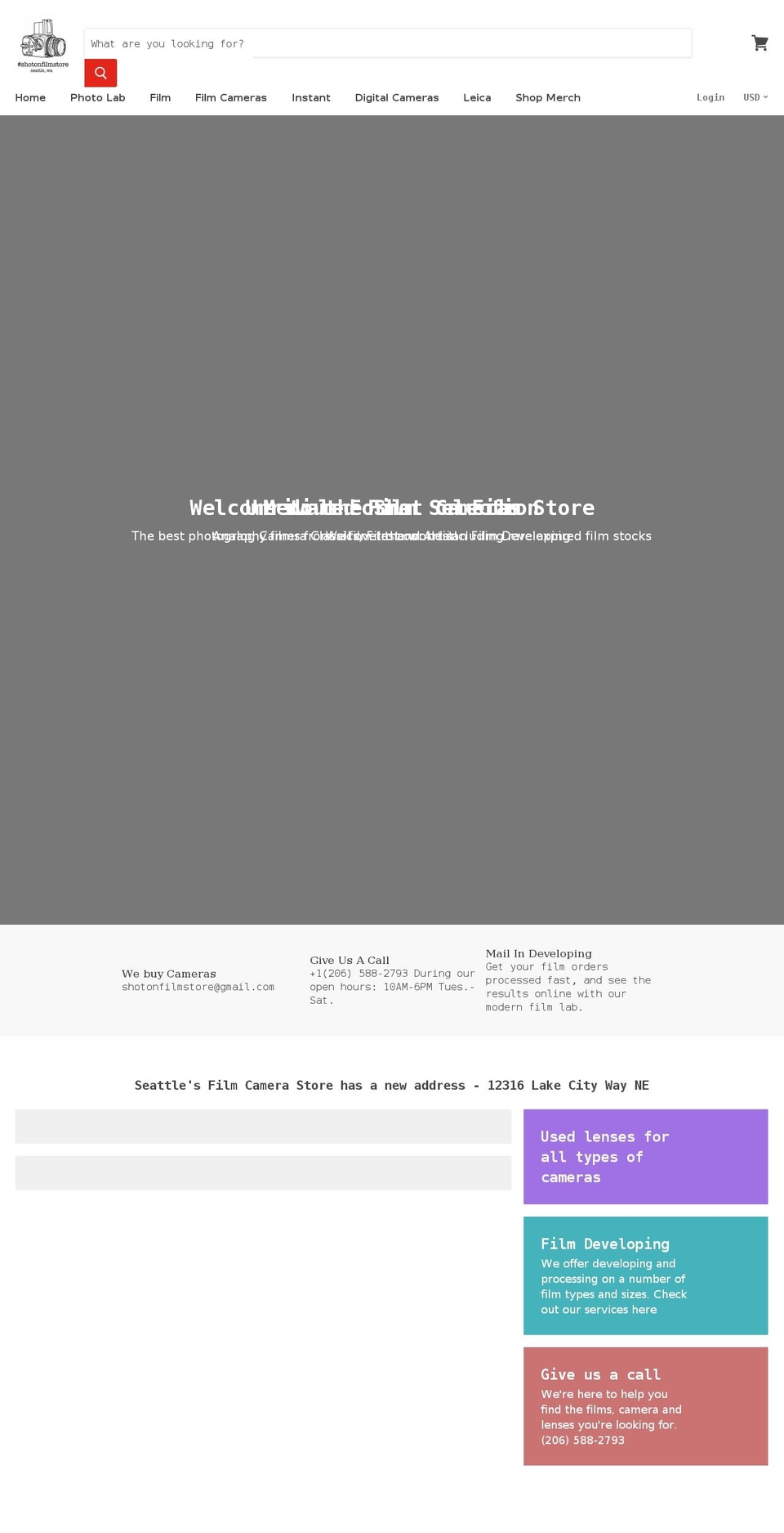 shotonfilmstore.com — Shopify storefront screenshot