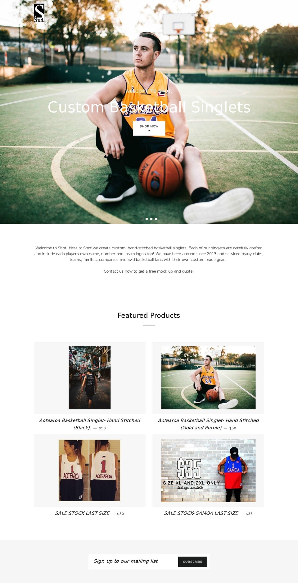 shotsinglets.com shopify website screenshot