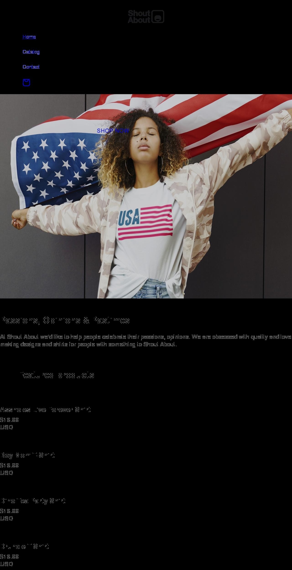shoutabout.com shopify website screenshot