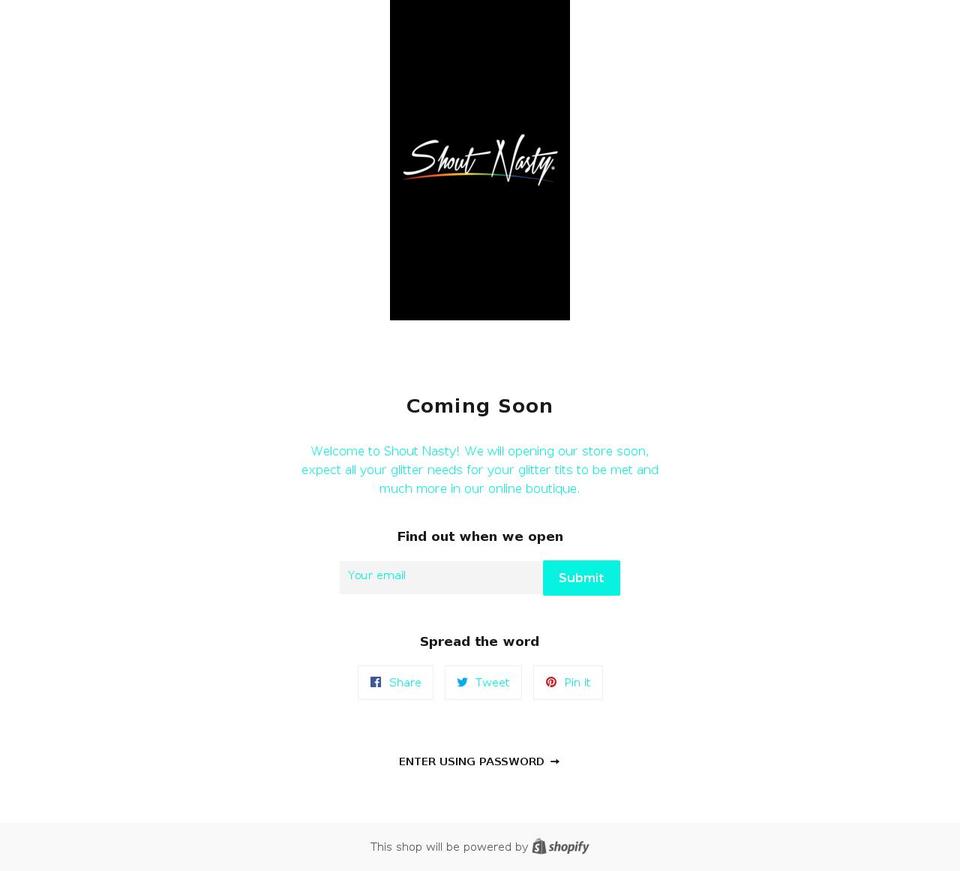 shoutnasty.com shopify website screenshot
