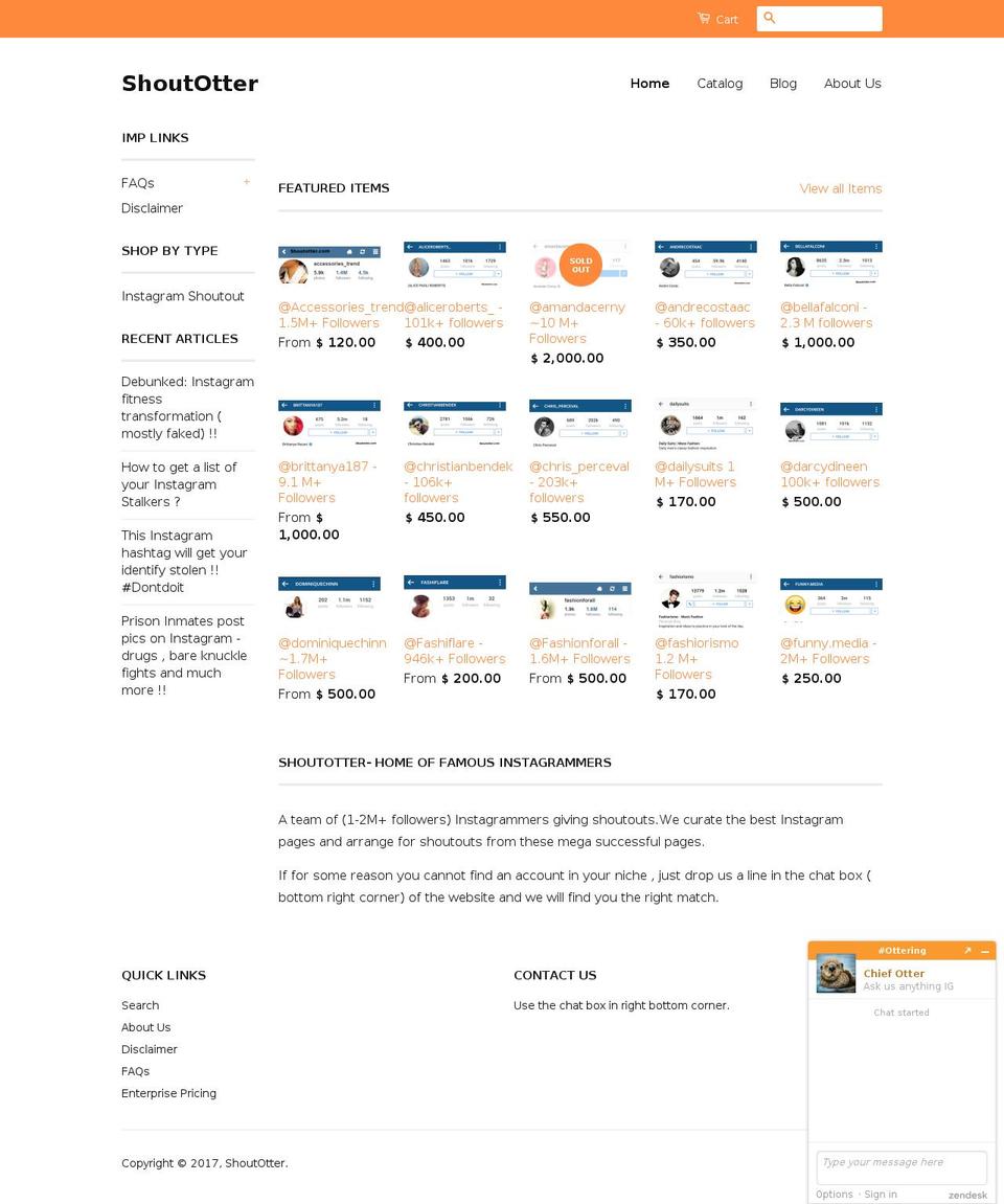 shoutotter.com shopify website screenshot